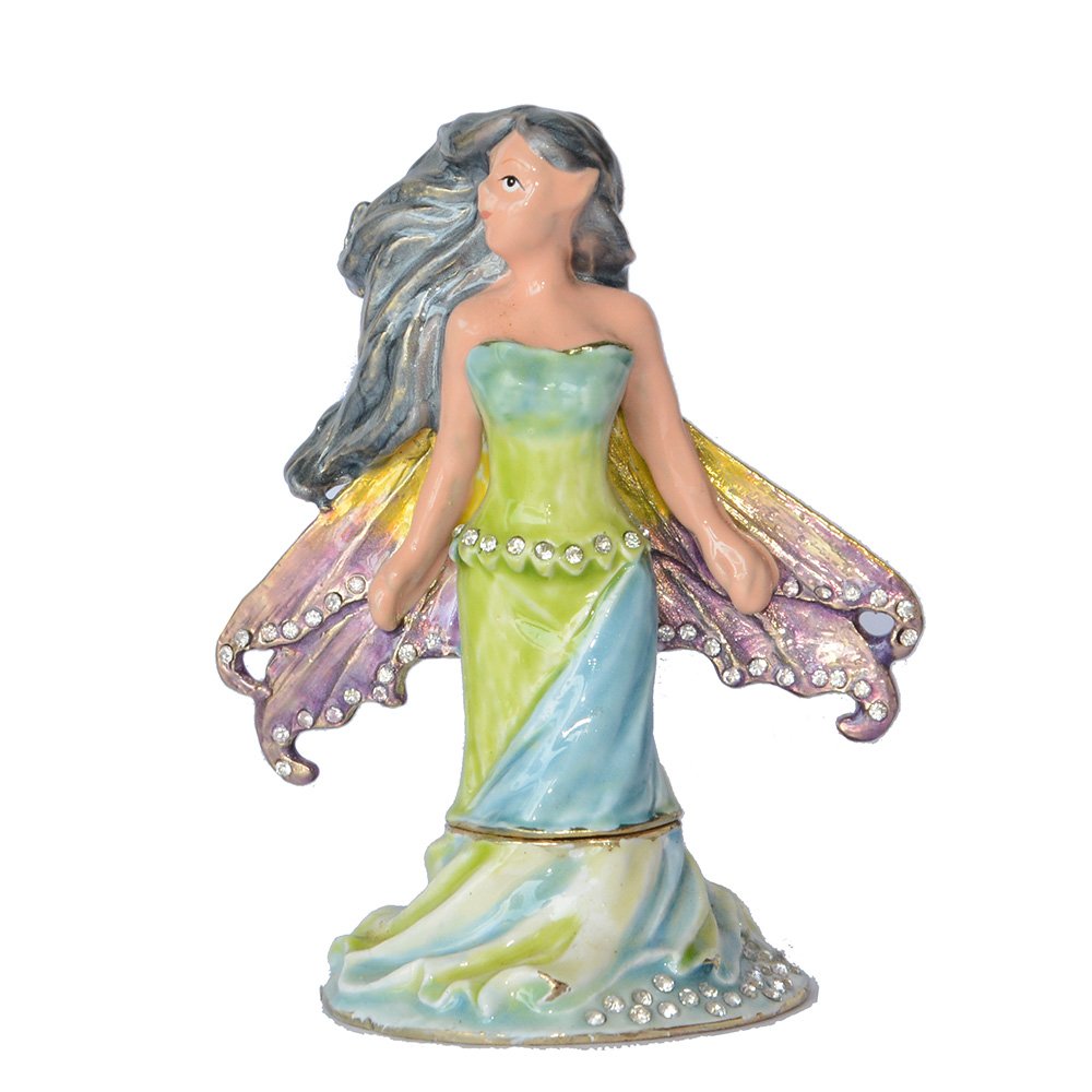 Hand-Painted Angel Trinket Box - Decorative Jewelry Storage with Hinged Lid, Ring & Earring Holder - Perfect for Vanity Table, Gift Giving & Collectible Display