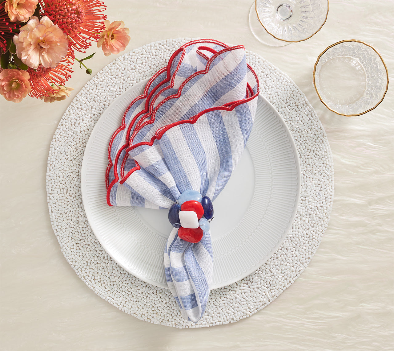 Premium White Perennial Placemats Set of 4 - Elegant & Durable Table Mats for Dining, Kitchen, Party, and Home Decor