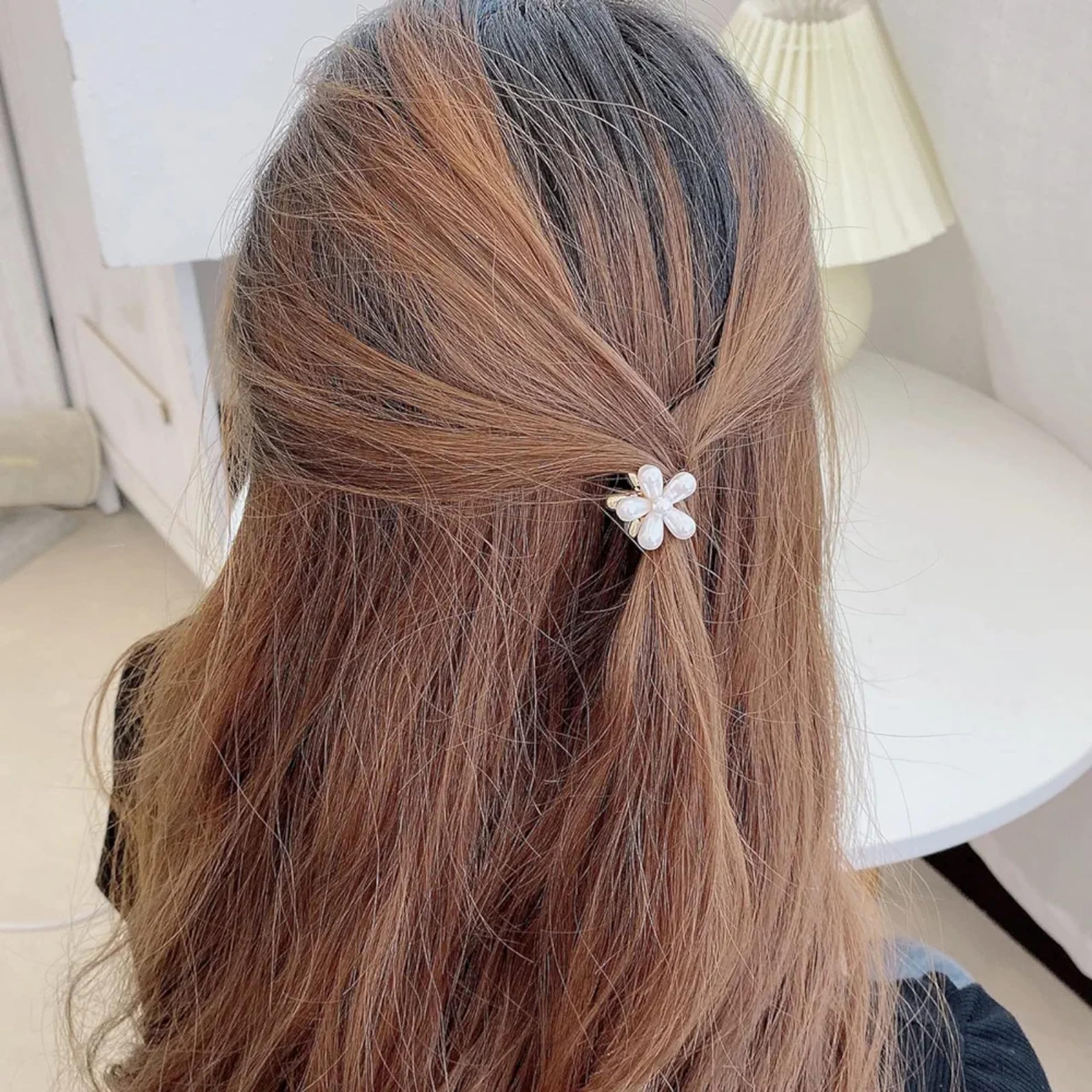 12 Pcs Mini Pearl Hair Clips for Women & Girls - Elegant Flower Pearl Bangs Clips, Wedding & Dance Hair Accessories, Artificial Pearl Claw Clips for Everyday & Special Occasions