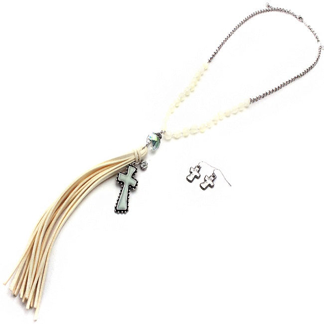 Cross Necklace Set with Suede Tassel - Stylish Boho Jewelry for Women, Perfect for Everyday Wear, Layering & Special Occasions