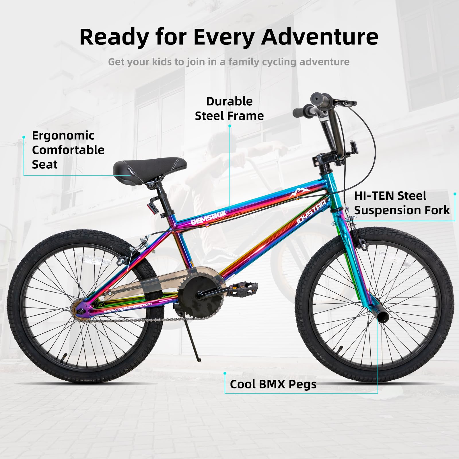 JOYSTAR 20 Inch Kids Freestyle BMX Bike for Boys & Girls Ages 7-12 | Beginner BMX Bicycle with Dual Hand Brakes & 2 Pegs | Multiple Color Options | Perfect for Neighborhood Riding, Bike Parks & Learning Stunts