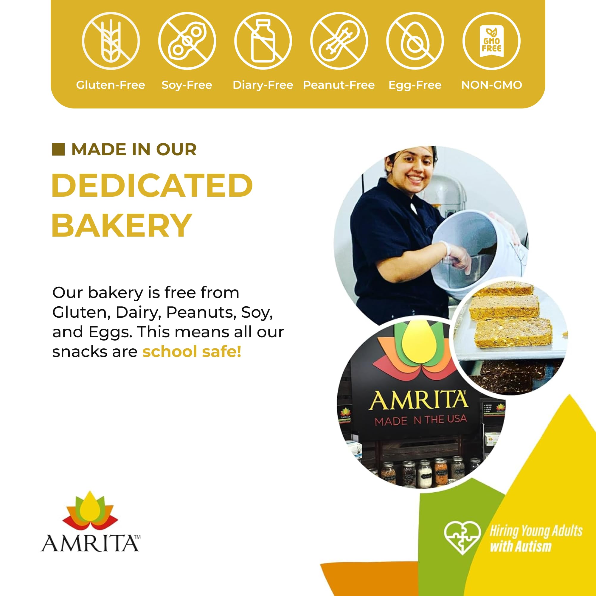 Amrita Golden Raisins 1 lb - No Added Sugar, Naturally Sweet, Gluten Free Dried Sultanas | Vegan & Healthy Snacks | Resealable Bag for Freshness | Perfect for Baking, Trail Mix & Healthy On-the-Go Snacking