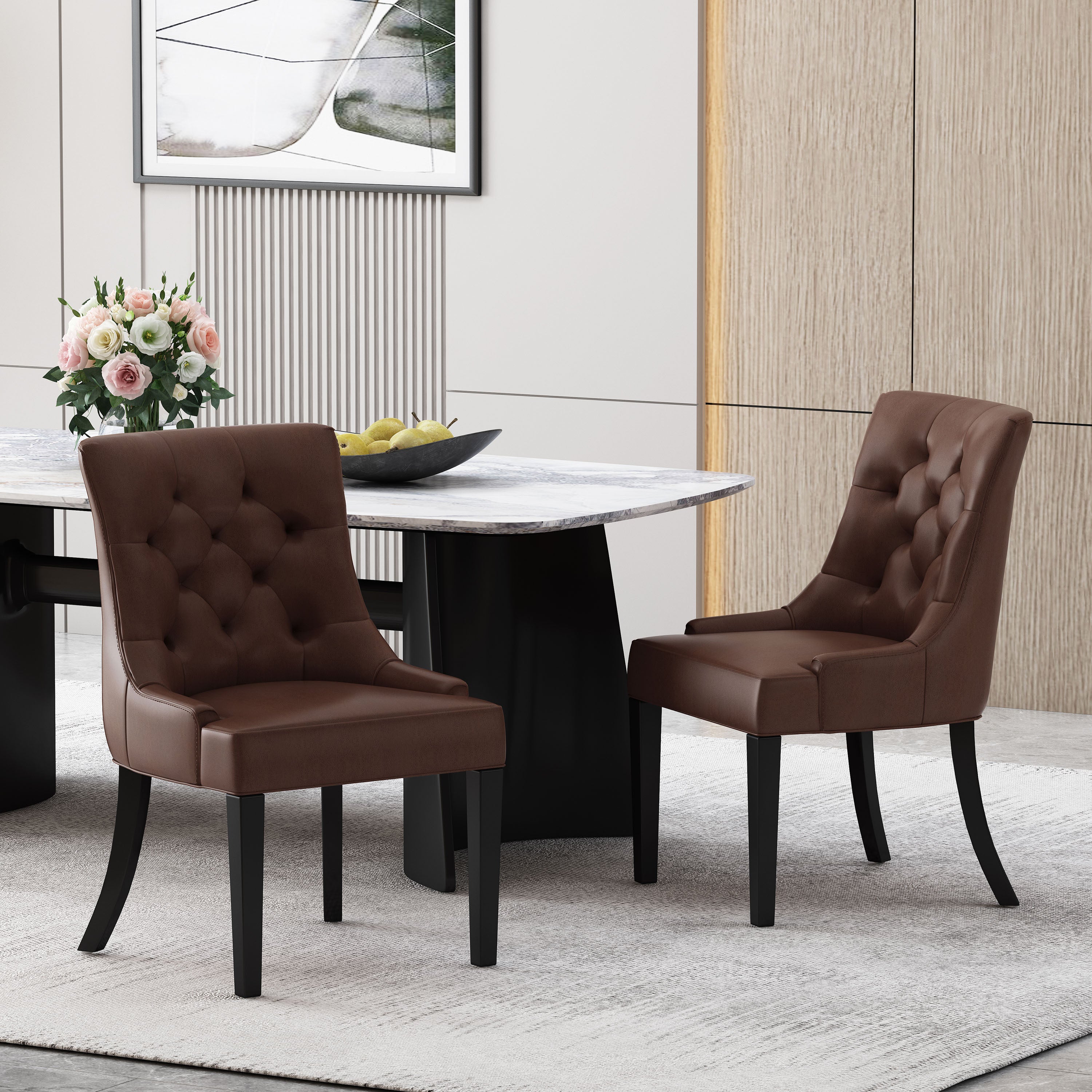 CHENEY Dining Chairs Set of 2 - Modern Kitchen & Dining Room Chairs with Sturdy Metal Legs - Perfect for Home, Restaurant, and Office Use