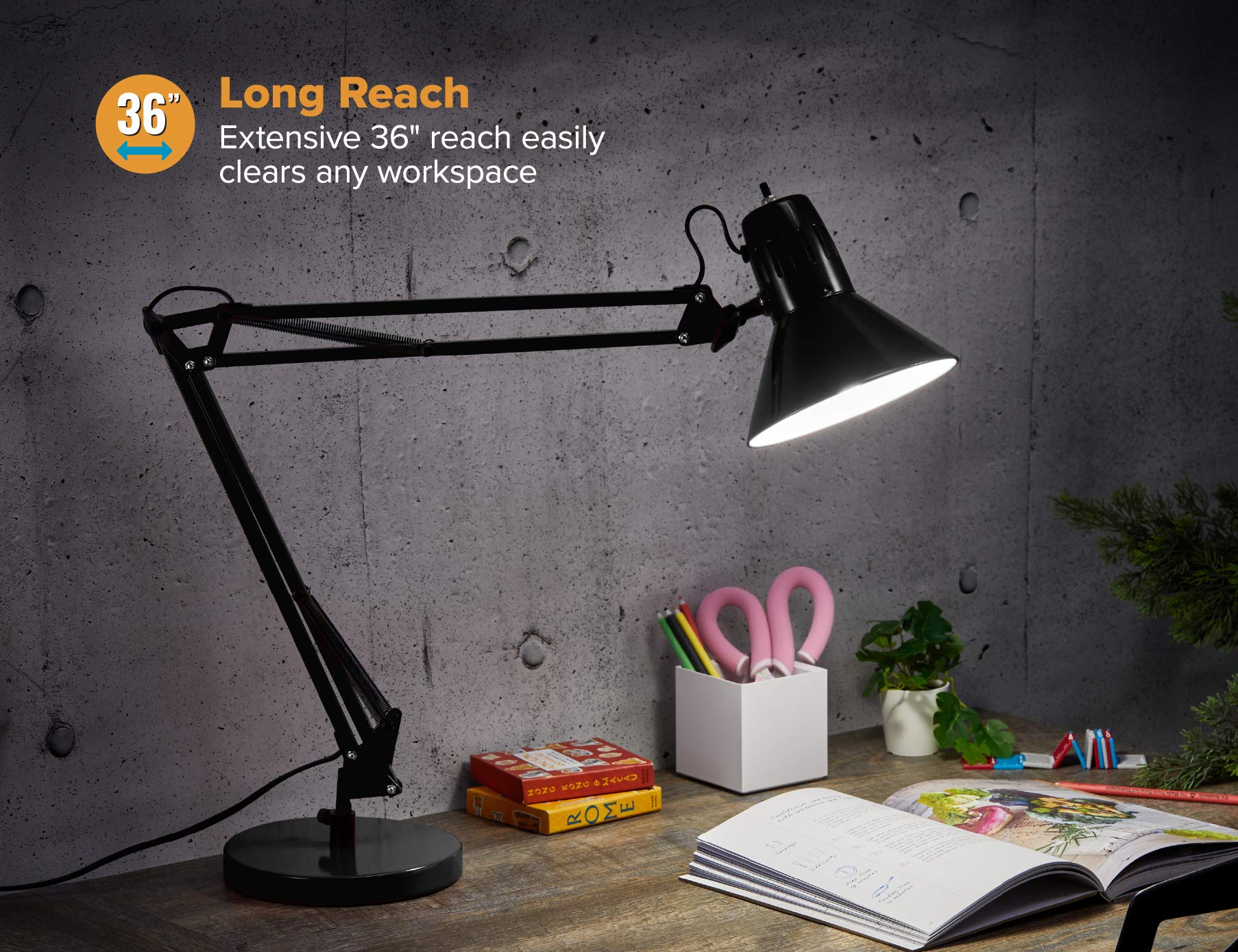 Bostitch VLF100D Swing Arm Desk Lamp - 36