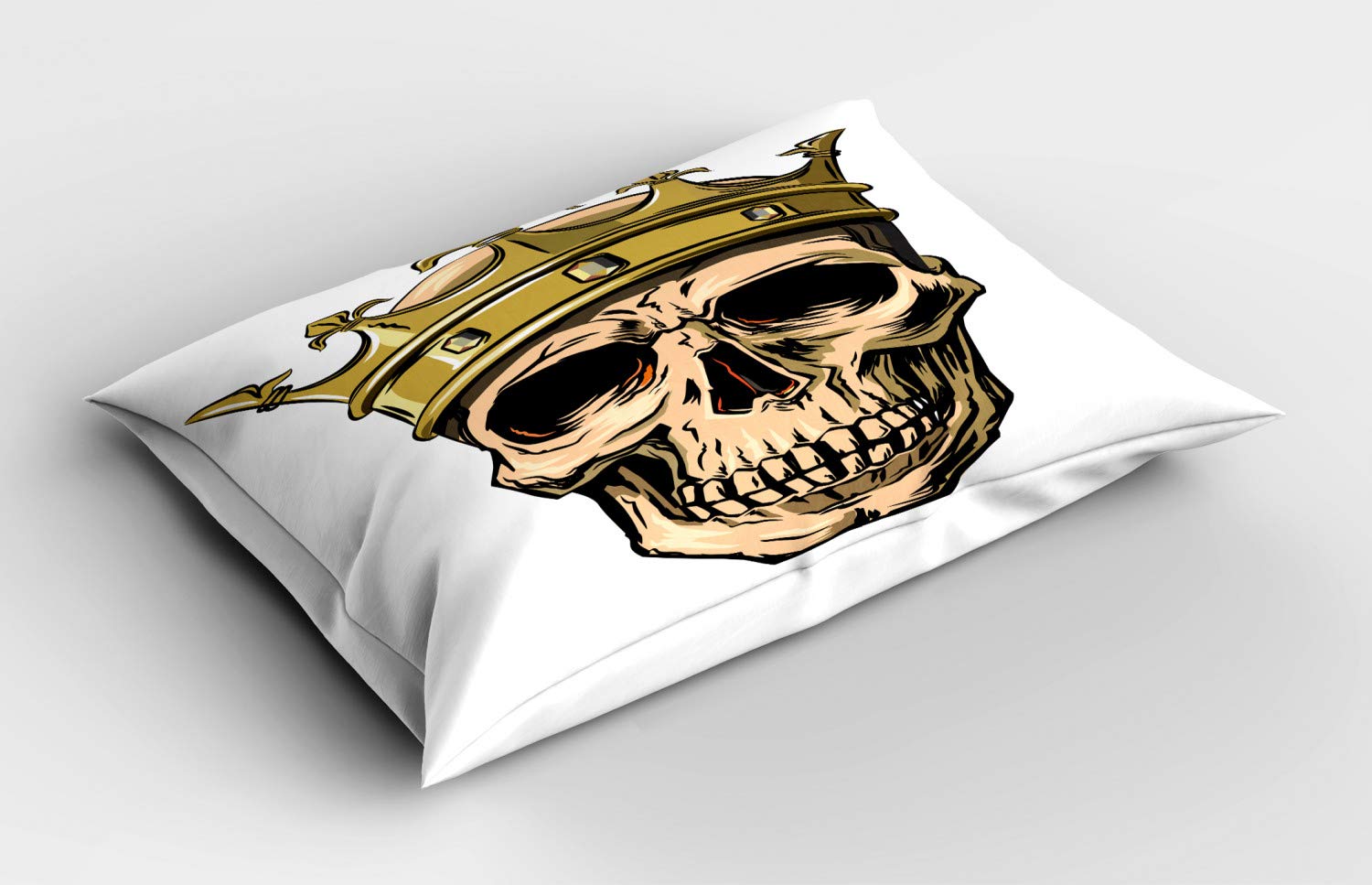 Ambesonne King Size Pillow Sham - Hand Drawn Skull Skeleton with Royal Crown Tiara Design, Decorative Printed Standard Pillowcase 26