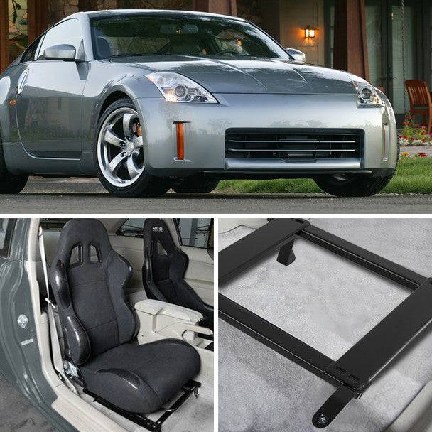 2003-2009 Nissan 350Z Racing Seat Mounting Brackets - Heavy Duty Steel Seat Bracket Kit (2-Piece Set) - Perfect for Track Racing & Performance Upgrades