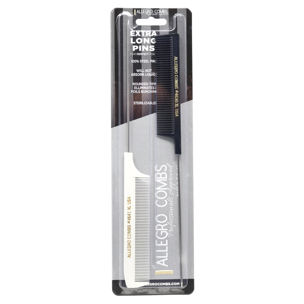 Allegro Combs XL Pintail Parting & Foiling Combs Set - Professional Hair Styling Tools for Salon & Home Use
