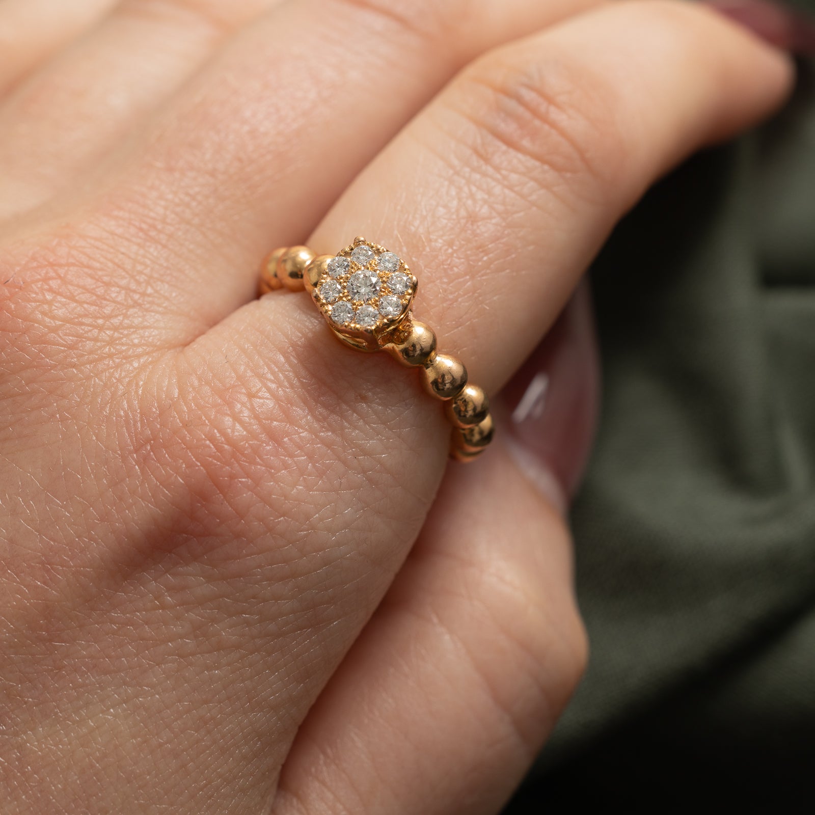 0.30ctw Diamond Cluster Beaded Band Ring for Women - Size 7.25 | Elegant Wedding, Anniversary & Party Jewelry Gift