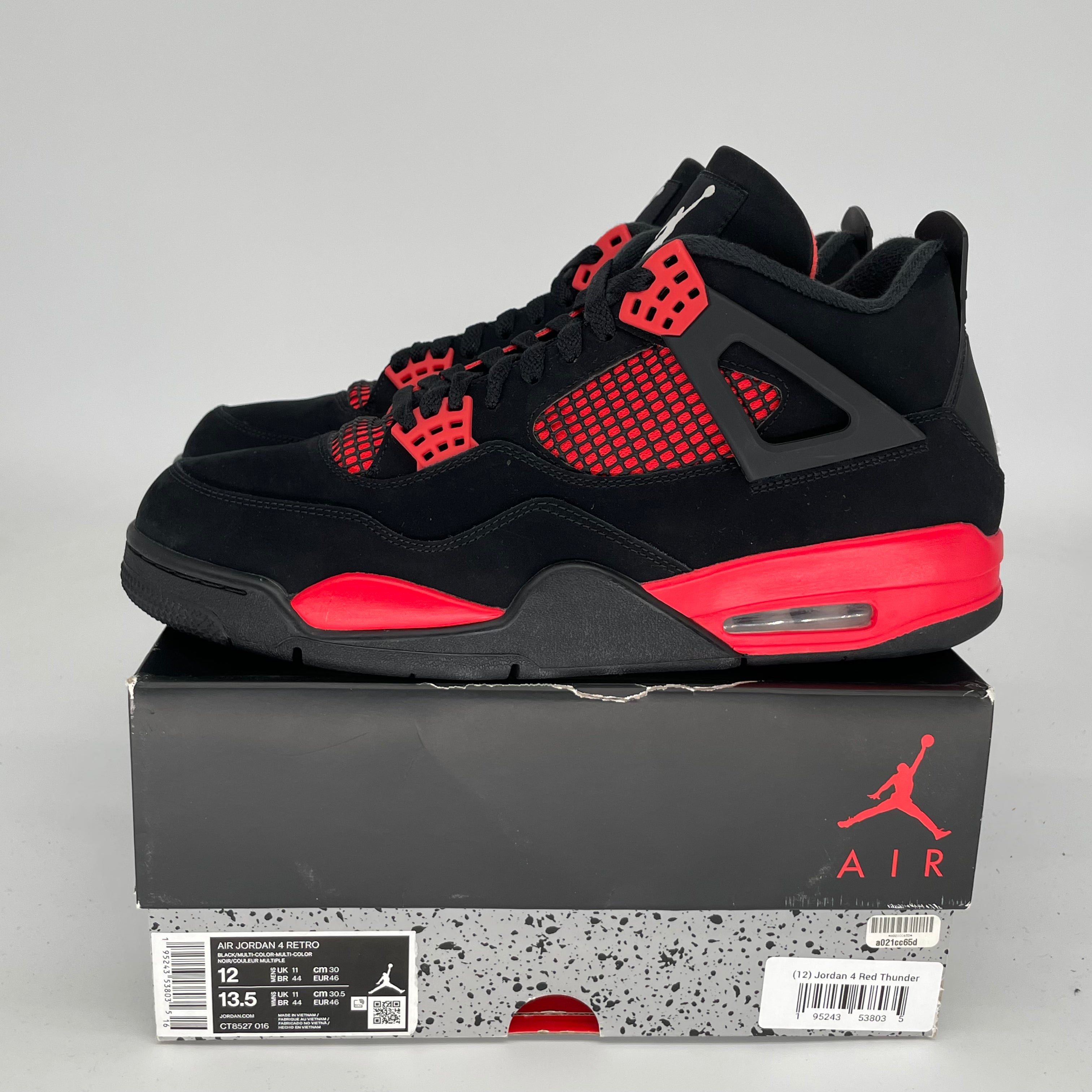 Original Air Jordan 4 Retro 'Red Thunder' Men's Basketball Shoes - Size 12 (CT8527-016) | Authentic Retro Sneakers for Streetwear & Basketball Enthusiasts