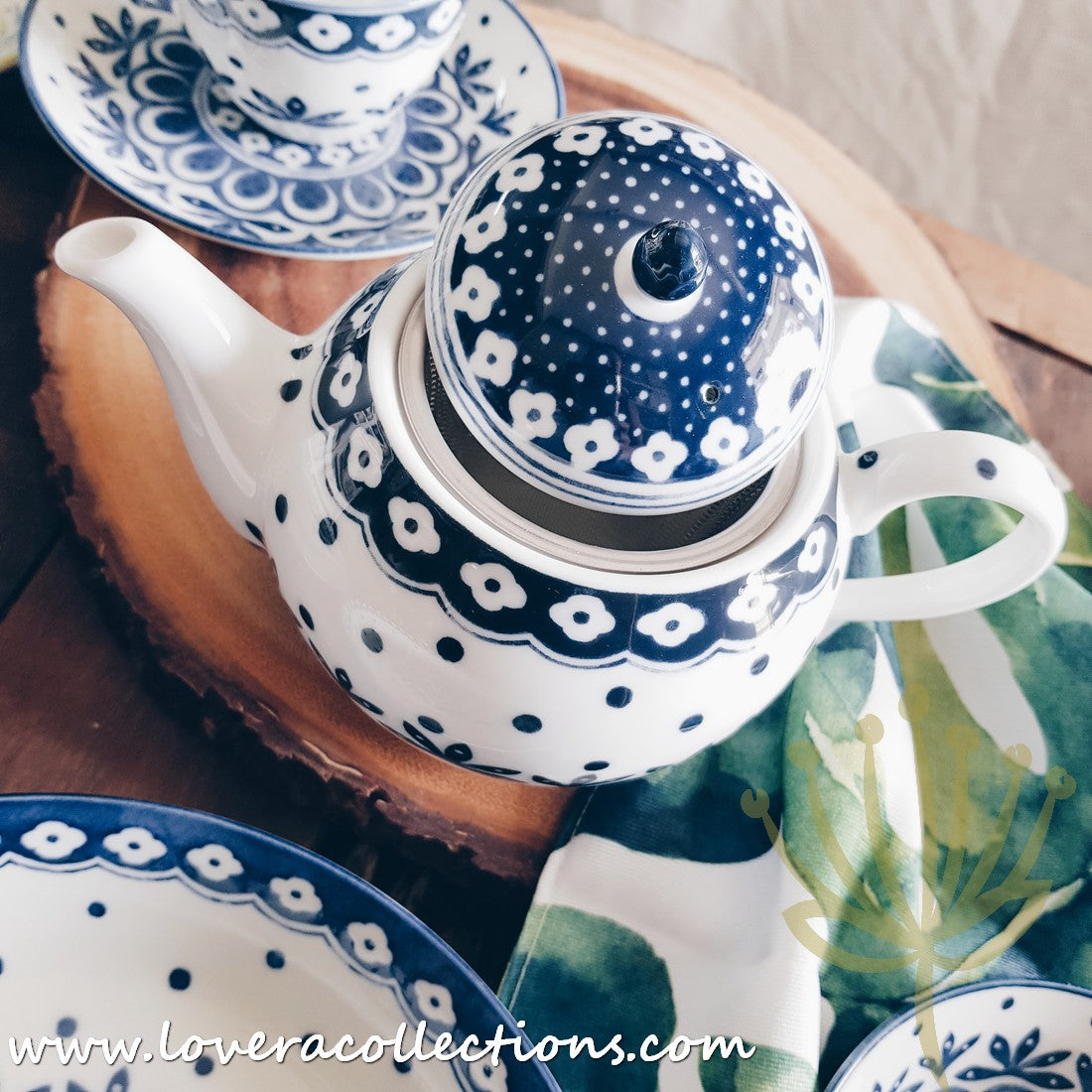 Awasaka Japan Blue and White Polka Dot Dessert Plates Set - 3 Piece Ceramic Bowls for Desserts, Snacks, Condiments | Elegant Tea Party, Japanese Dining, Home Decor