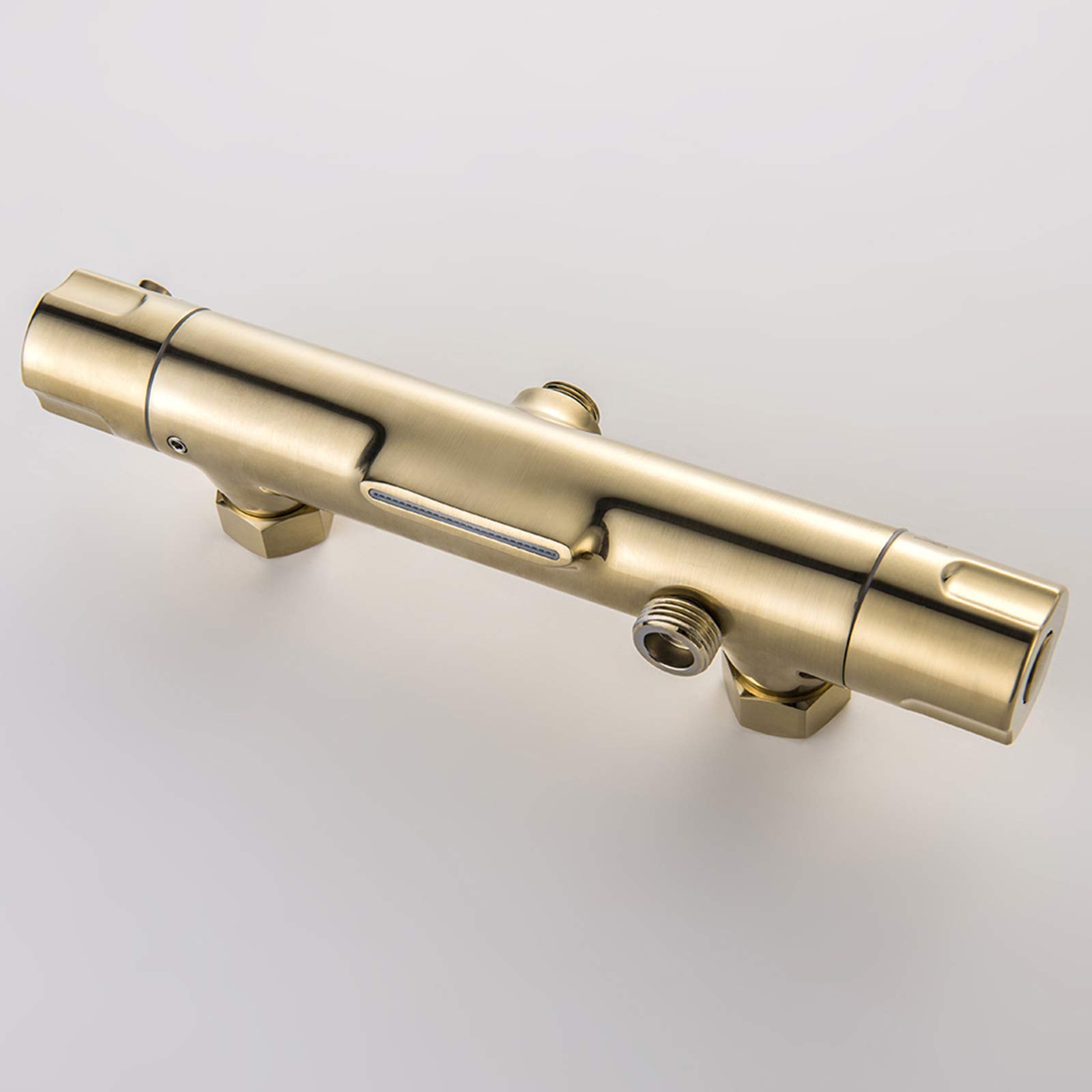 10 Inch Thermostatic Shower Combo Set - Wall Mounted Brushed Gold Bathroom Shower Faucet with Rainfall Shower Head & Handheld Shower - Waterfall Bathtub Faucet for Luxury Spa Experience at Home