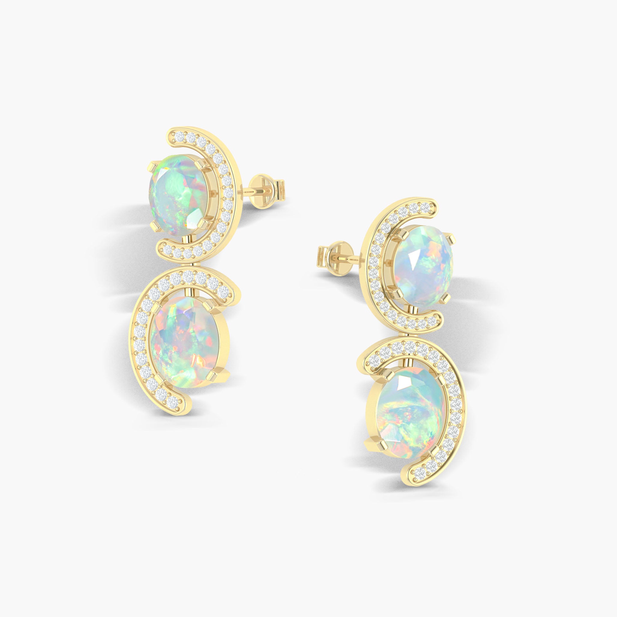Natural White Opal 'C' Shape Stud Earrings – Dainty Boho Jewelry for Women, Hypoallergenic Sterling Silver Earrings for Everyday Wear | Perfect for Gifts, Parties & Casual Outfits