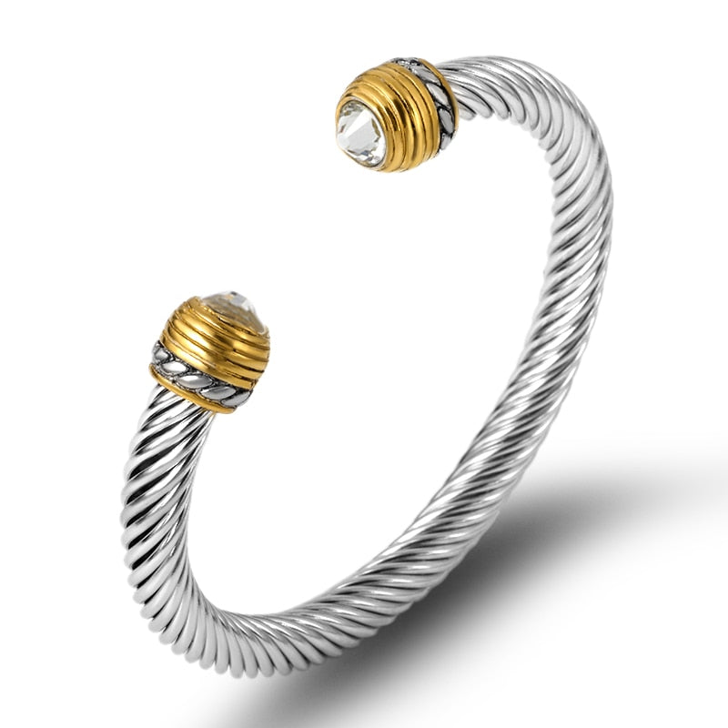 Twisted Cable Wire Bangle Cuff Bracelets for Women - Fashion Jewelry for Casual & Formal Wear - Perfect for Office, Party & Everyday Accessories