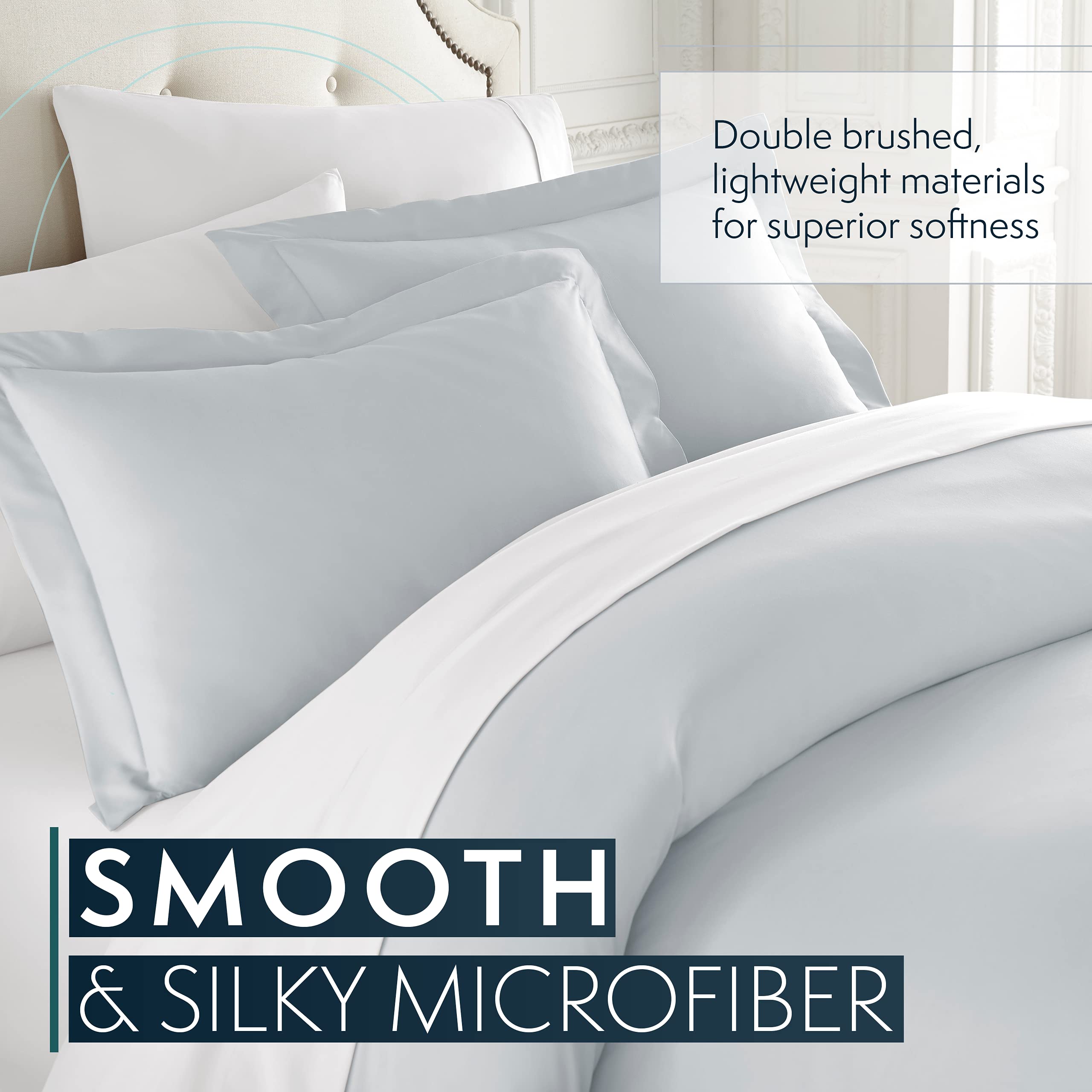 HC Collection King Size Duvet Cover Set - 3 Piece Ice Blue Microfiber Bedding with Zipper Closure & 2 Pillow Shams | Soft, Breathable & Wrinkle-Resistant | Perfect for Master Bedroom, Guest Room & Luxury Hotels