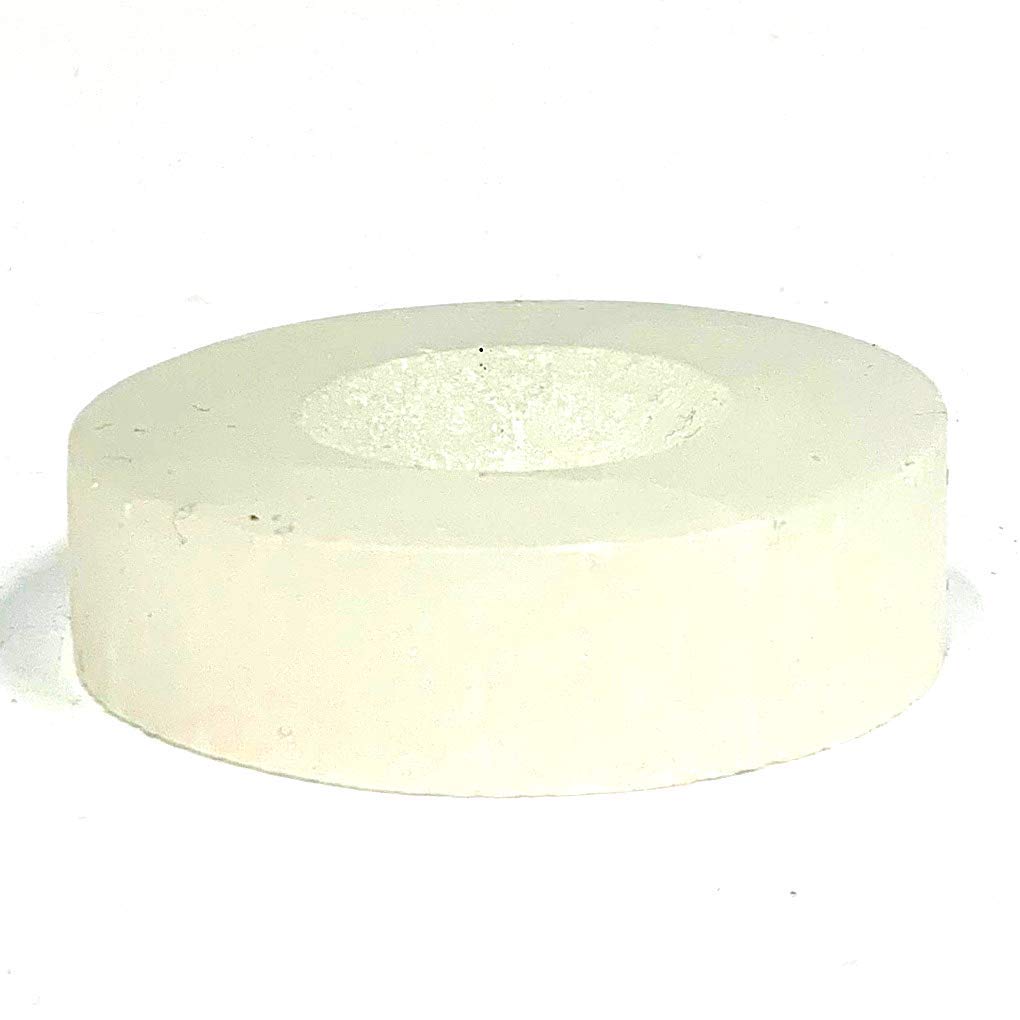 Round Cleansing Charging Plate Selenite Square with Bonus Crystal Ball Stand for Spheres, Balls, and Eggs (2.85