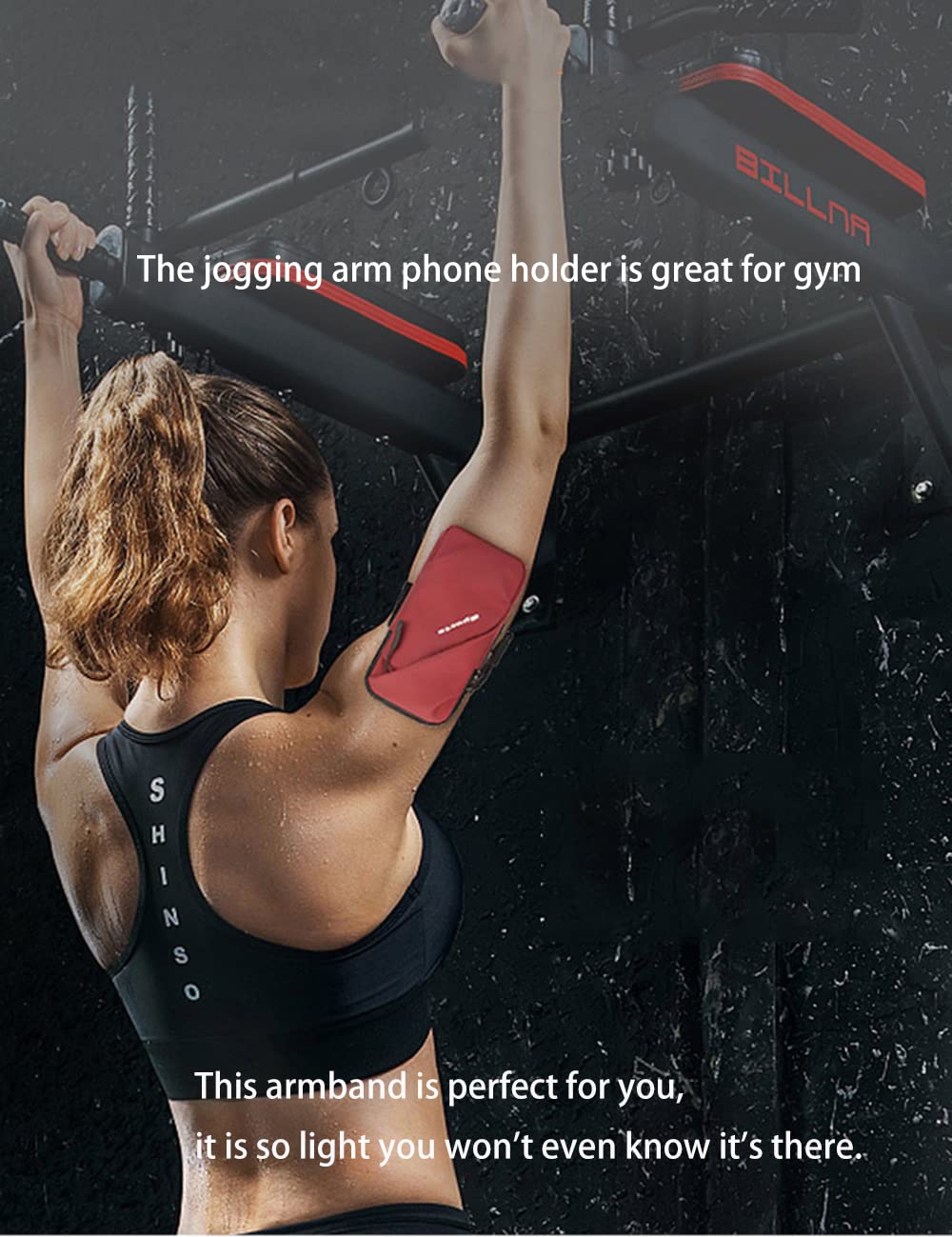 Running Phone Armband Sleeve - Adjustable Workout Arm Band for iPhone & Android Phones - Perfect for Jogging, Gym, Hiking & Cycling (Red) - Stay Connected During Workouts & Outdoor Activities
