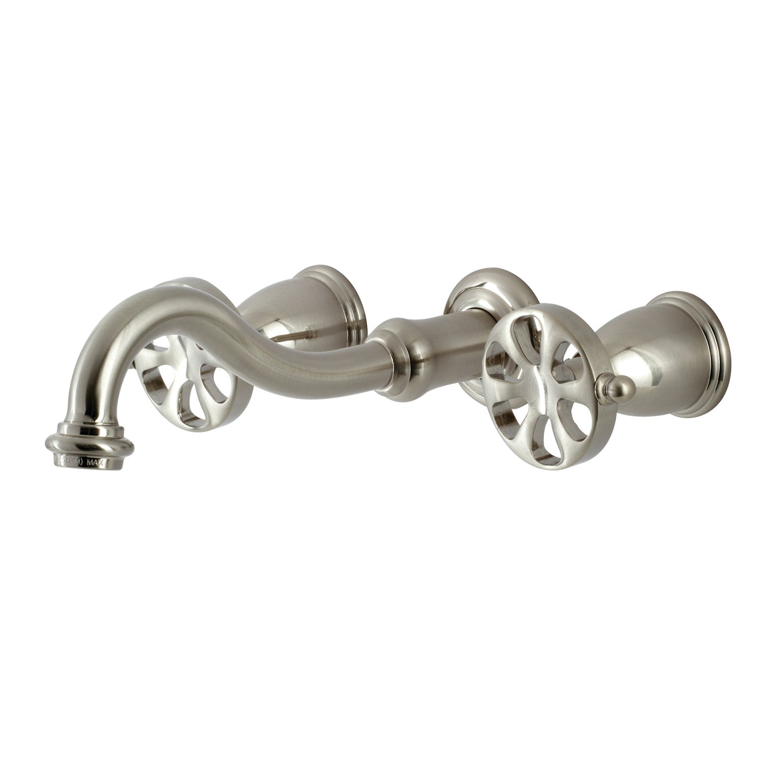 Belknap KS3128RX Brushed Nickel 3-Hole Double Handle Wall Mount Bathroom Faucet - Perfect for Modern Bathroom & Powder Room Renovations