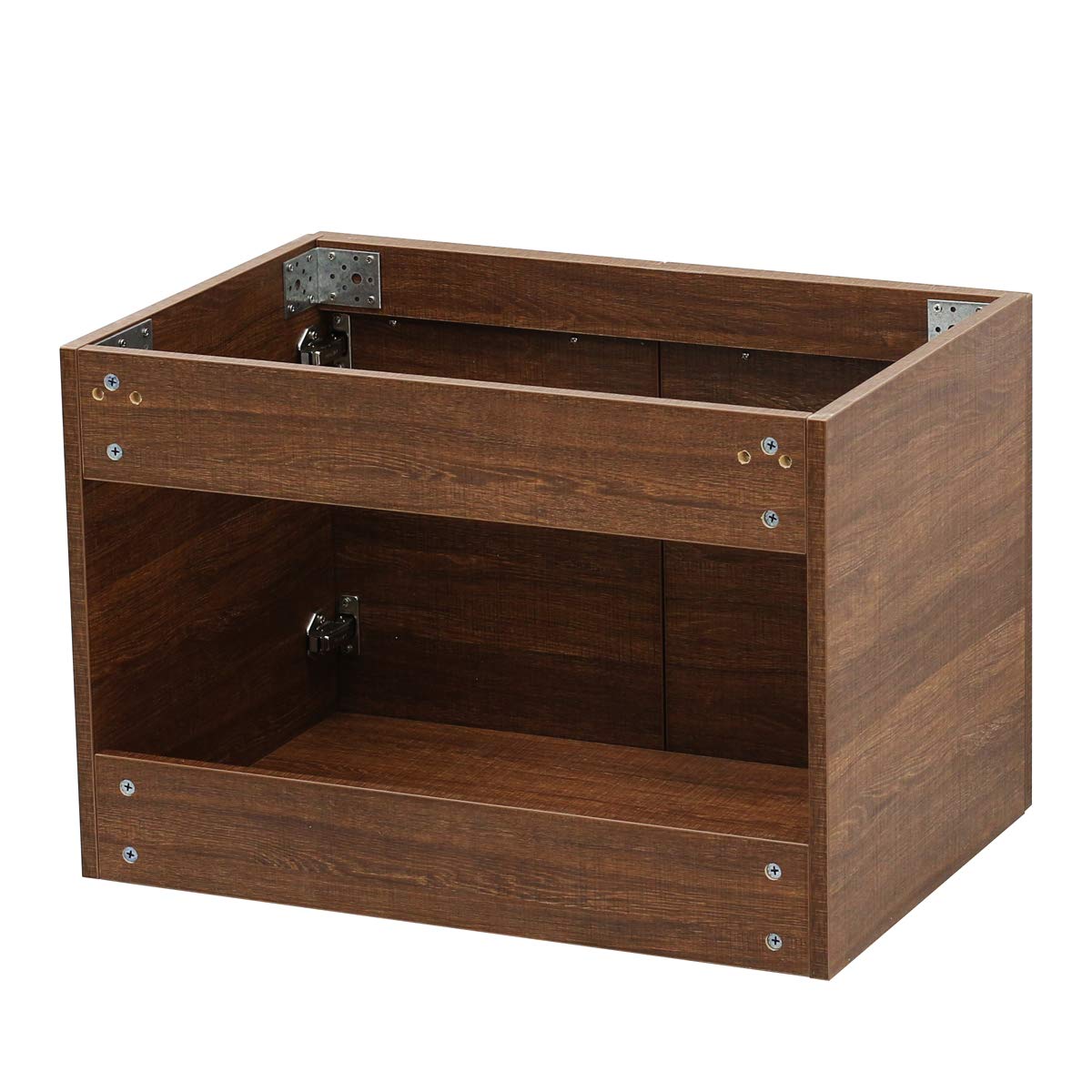 Rustic Brown Floating Vanity with Black Stone Top & Sink - 36