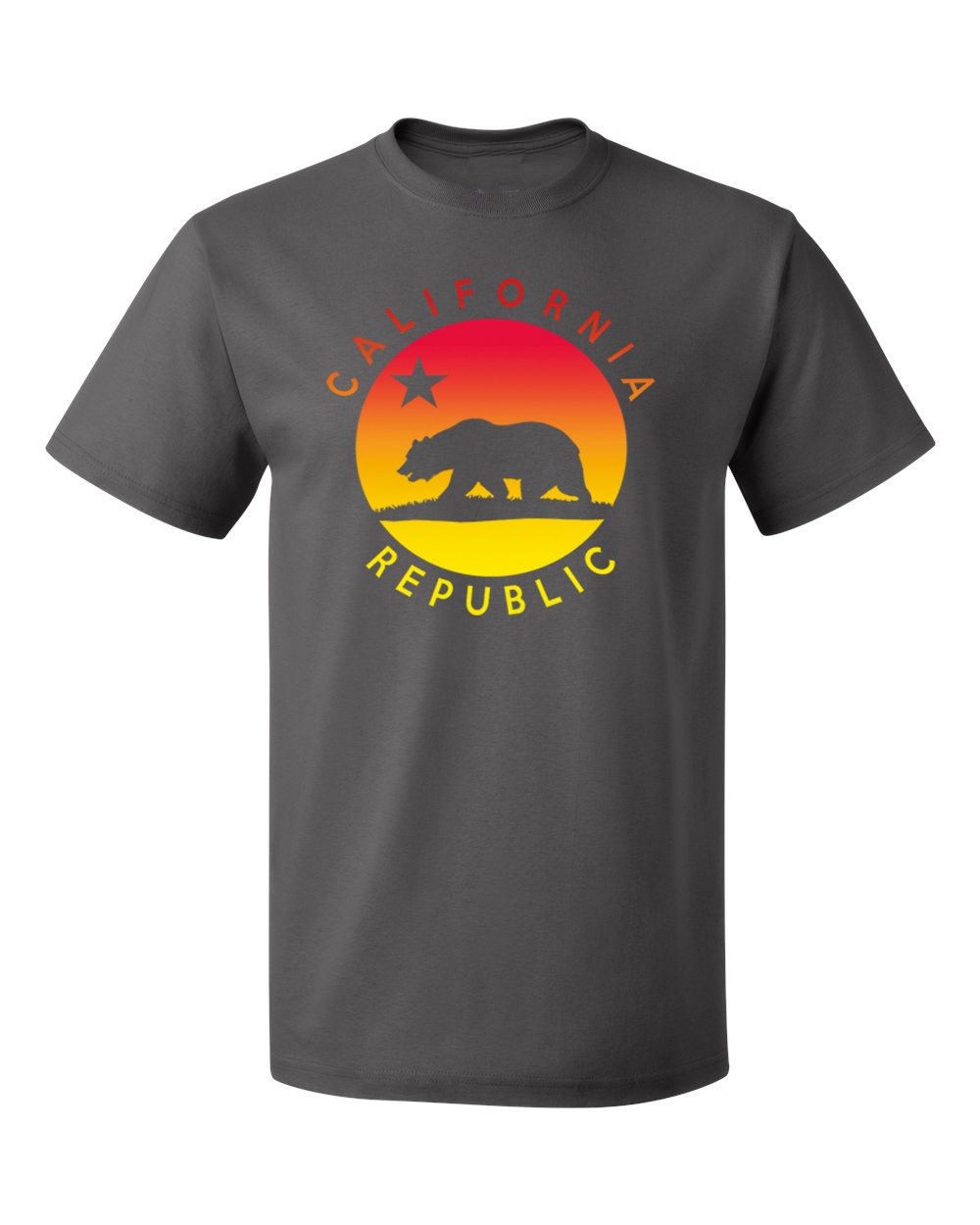 California Republic Sunset Graphic Men's T-Shirt - Soft Cotton Crew Neck Tee for Casual Wear, Street Style & Outdoor Activities