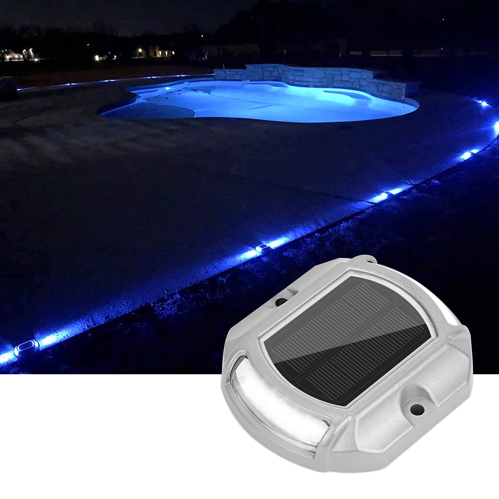 VOLISUN Solar Driveway Lights 4-Pack - 2 Color Changing LED Solar Powered Outdoor Lights, Waterproof Pathway Lighting for Driveway, Sidewalk, Garden & Stairs - Perfect for Nighttime Safety and Landscape Decoration