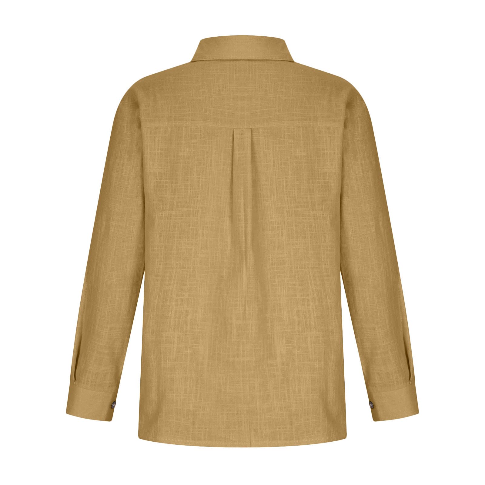 Women's Linen Long Sleeve Blouse with Button Lapel - Elegant Work & Casual Slim Fit Cotton Top for Office, Date Night & Everyday Wear