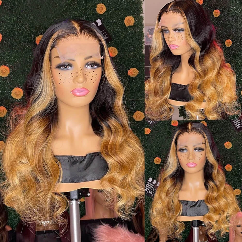 Eullair Ombre Brown Ginger Red Blue Human Hair Lace Front Wig | TikTok Viral Hair | Perfect for Cosplay, Parties & Daily Wear