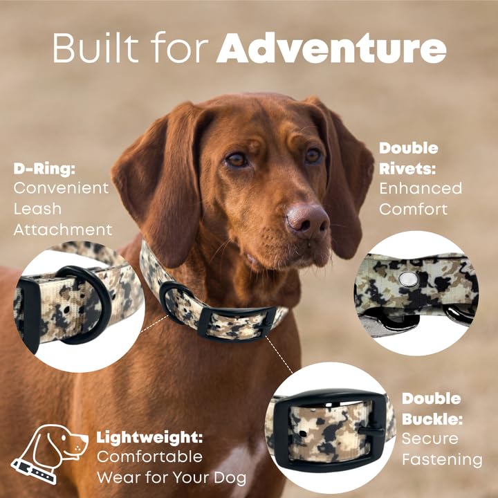 **Regal Dog Products Large Camo Hunting Dog Collar – Custom Engraved Name Plate & Heavy-Duty Black Hardware | Waterproof, Durable Personalized Dog Collar for Hunting, Training & Outdoor Adventures | Available in Small & Medium Sizes**