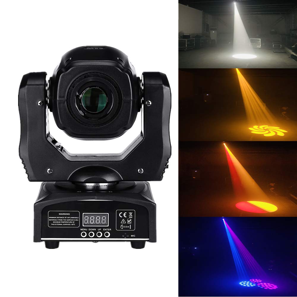 HYUDJ 75W Mini LED Moving Head Spotlight with Gobo & Color Wheel - DMX Controller for DJ Disco Lighting Equipment (White) | Perfect for Nightclubs, Stage Shows & Party Events