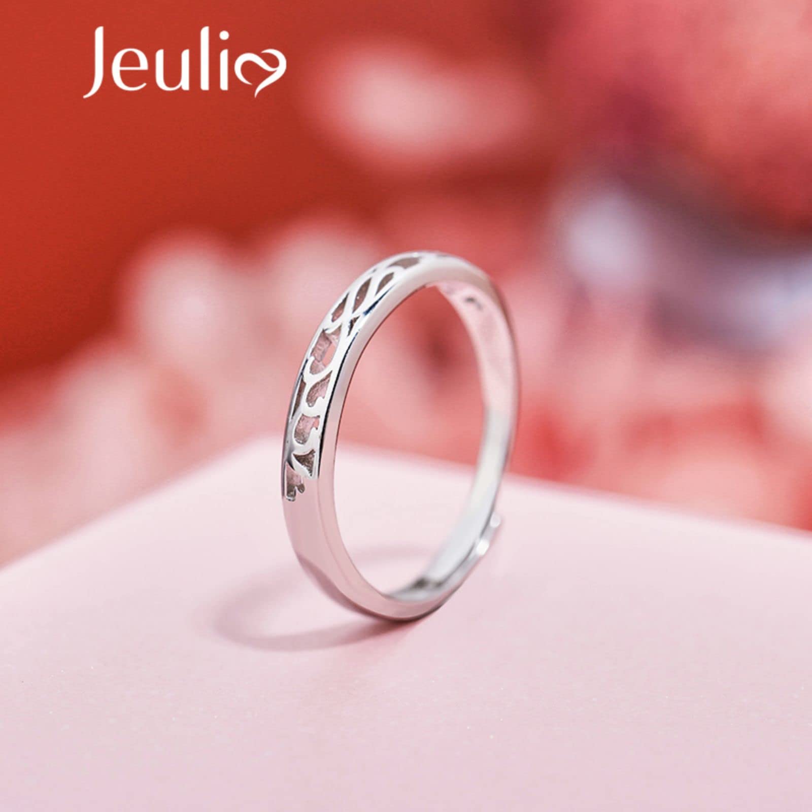 Jeulia Sterling Silver Couple Rings - Vine Flower Design for Valentine's Day & Anniversaries