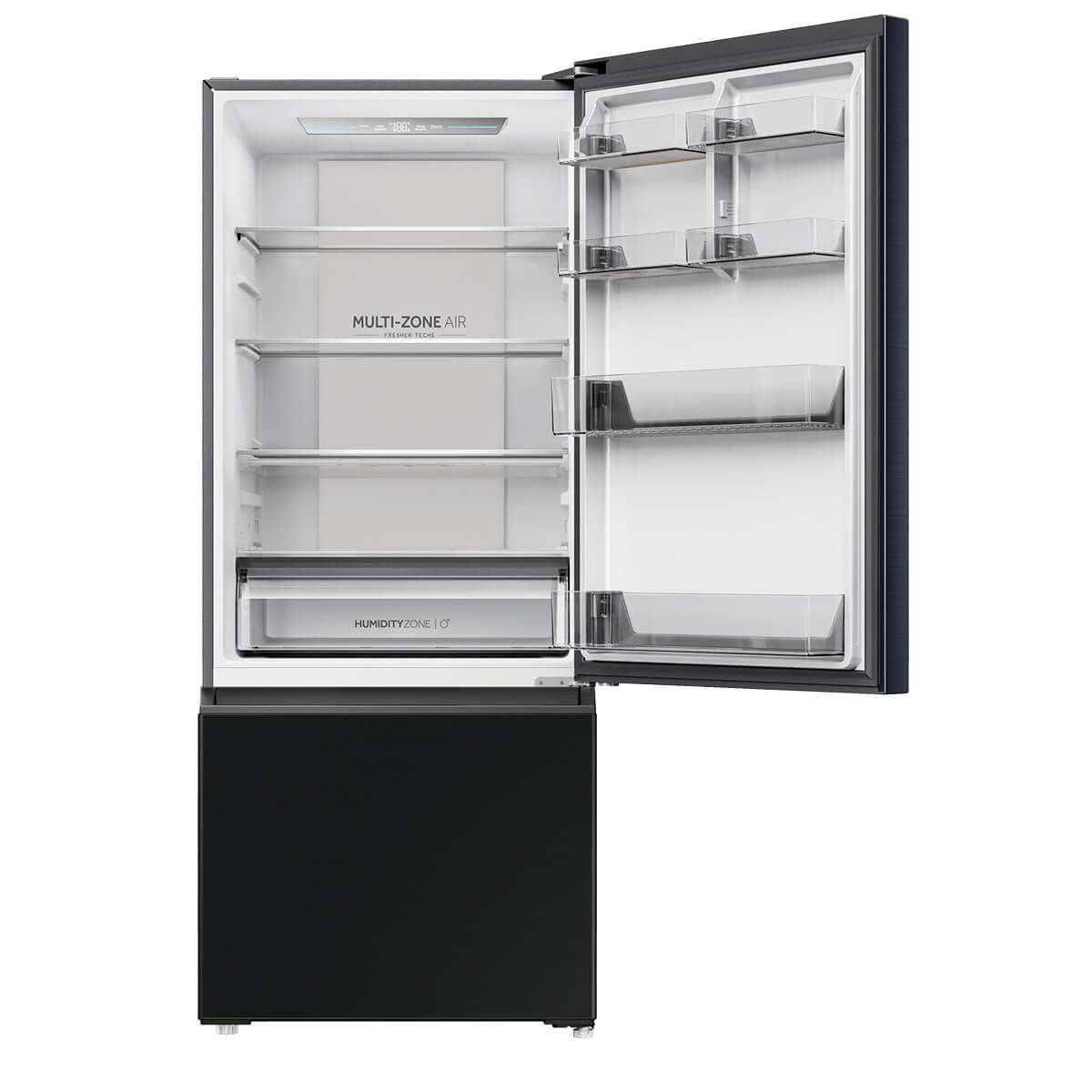 Haier 433L Bottom Mount Refrigerator - Energy Efficient Black Fridge with Adjustable Shelves for Kitchen, Home & Office Use