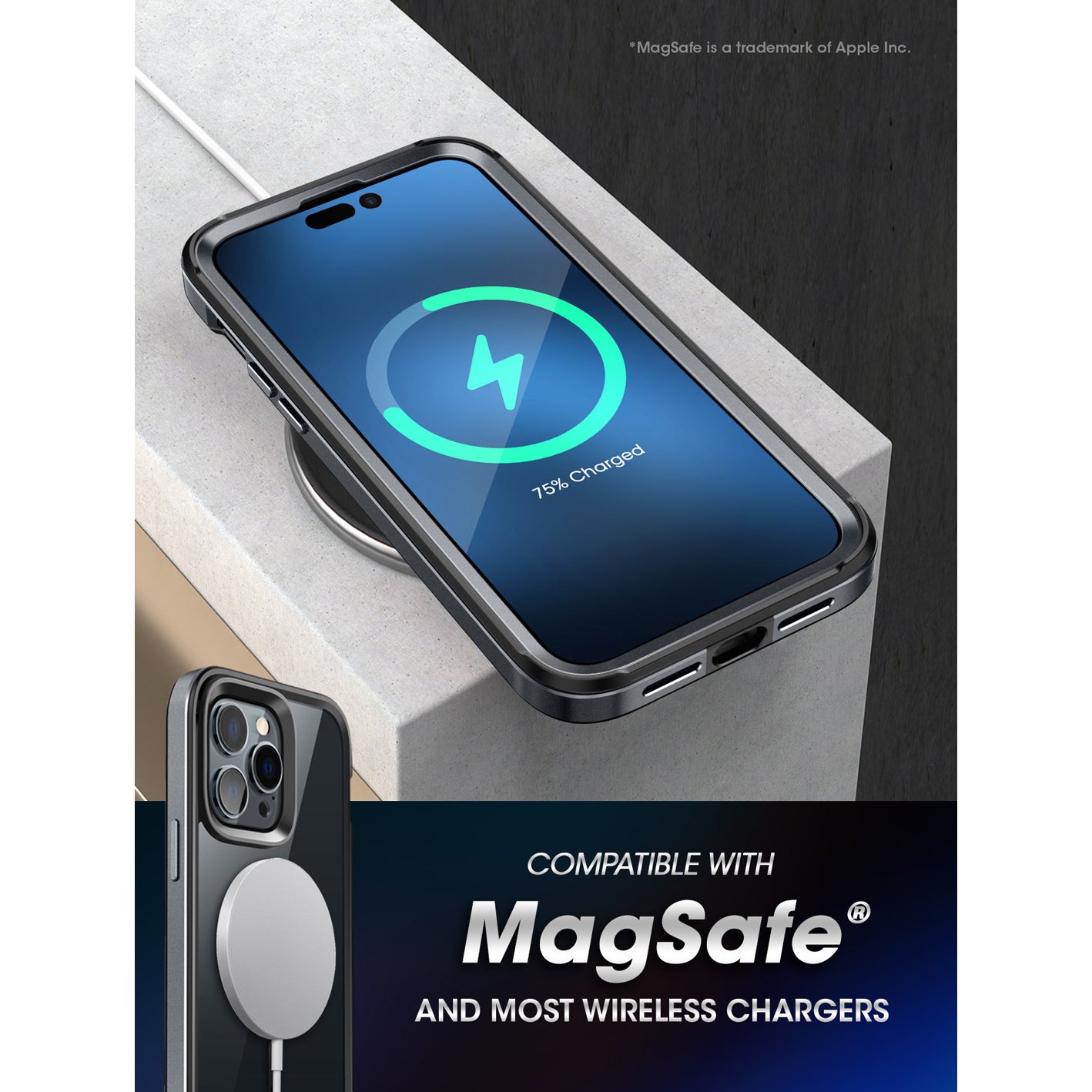 iPhone 14 Pro 6.1 Inch Unicorn Beetle EDGE MAG Case with Built-in Screen Protector - Shockproof Clear Protective Cover (Open Box, Black) - Perfect for Outdoor Activities, Travel & Daily Protection