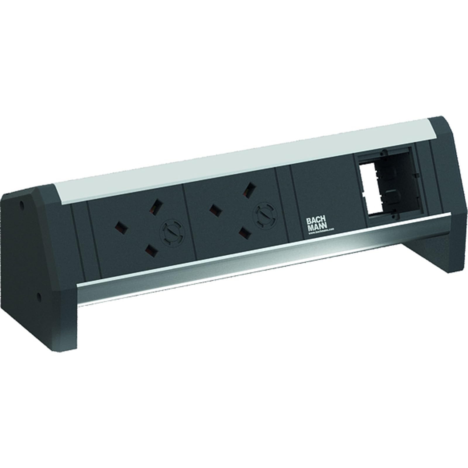 2xUK (3.15A) & 1xEmpty Outlet Aluminum Power Strip - 902.1017 | Multi-Device Charging Station for Office, Home & Travel