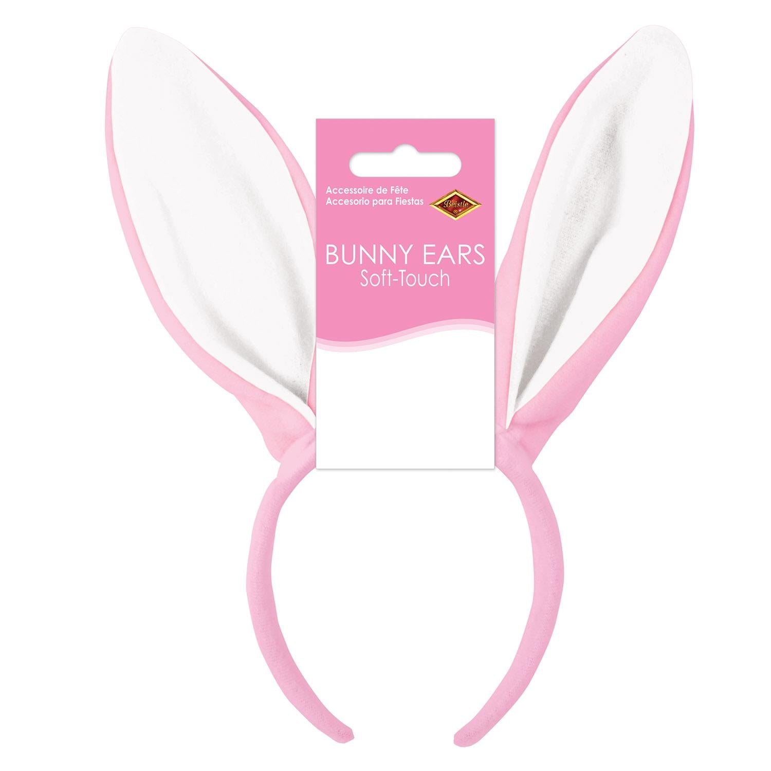 12 Pack Soft Touch Bunny Ears for Easter - Pink & White Bunny Headbands for Kids & Adults - Perfect for Easter Parties, Egg Hunts & Spring Celebrations