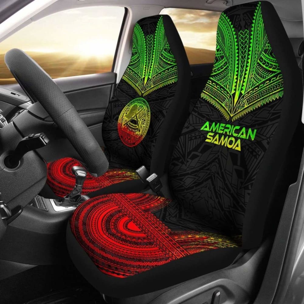 American Samoa Car Seat Cover with Polynesian Chief Tattoo Design - Reggae Style Car Accessories for Jeep, Truck & SUV - Durable & Stylish Seat Protector for Beach, Road Trips & Tropical Vibes