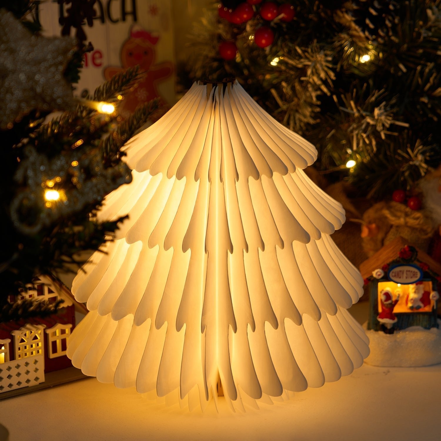Foldable Christmas Tree Table Lamp - Portable Holiday Decor for Home, Office & Party | Perfect for Festive Lighting & Seasonal Ambiance