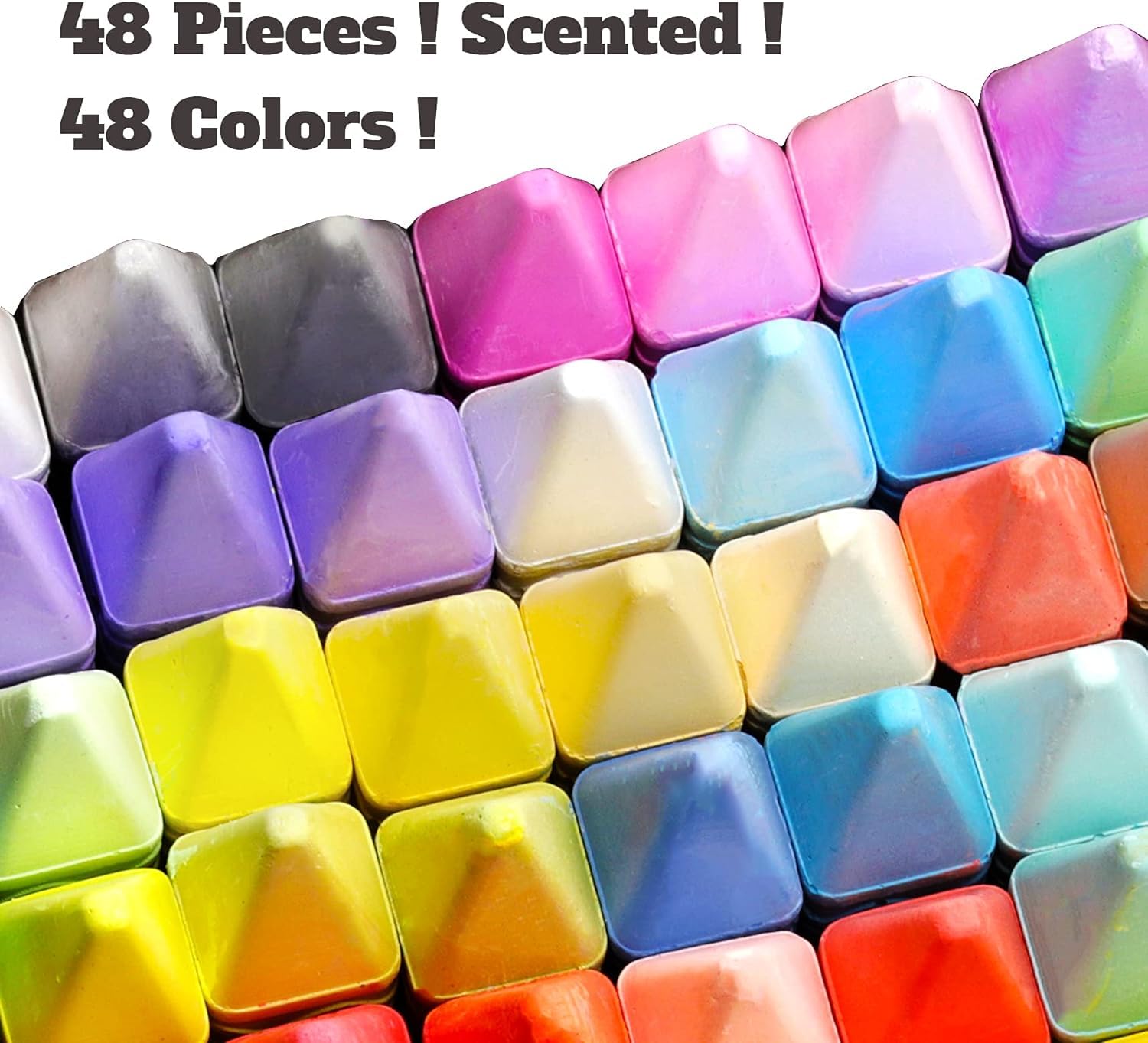 48-Pack Vibrant Scented Neon Sidewalk Chalk for Kids - Jumbo Washable Cone-Shaped Chalk for Outdoor Play, Street Art & Chalkboard Activities - Perfect for Driveway Drawing, Classroom Learning & Summer Fun