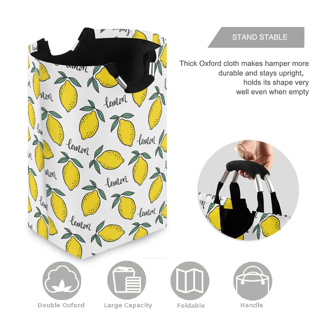 Visesunny Large Laundry Hamper Basket - 50L Water-Resistant Oxford Cloth Storage Organizer with Handles for Clothes, Toys & Linens | Perfect for Bedroom, Bathroom, Dorm & Kids Room | Space-Saving Home Organization Solution