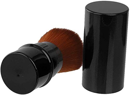 Gugzy Retractable Kabuki Brush for Makeup - Professional Face Powder, Foundation & Blush Brush (Black) | Perfect for Travel, On-the-Go Touch Ups & Everyday Makeup Application