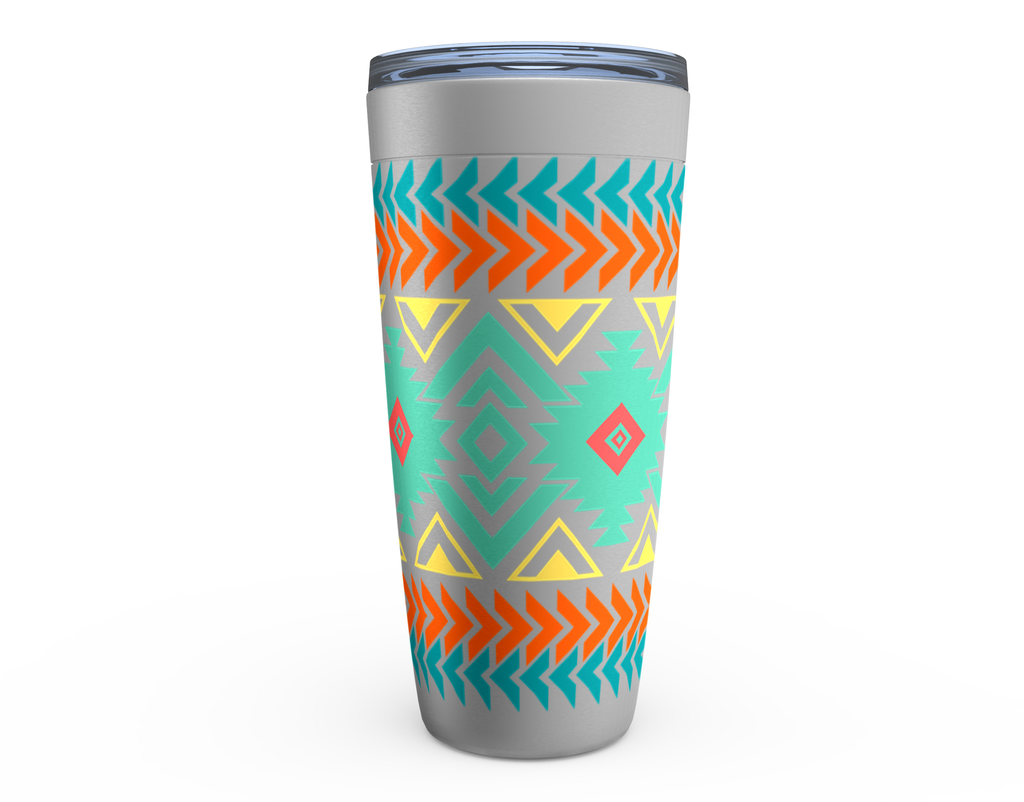 Insulated Travel Mug with Southwestern Aztec Design - Leak-Proof Stainless Steel Tumbler for Coffee, Tea & Cold Drinks | Perfect for Camping, Office & Road Trips