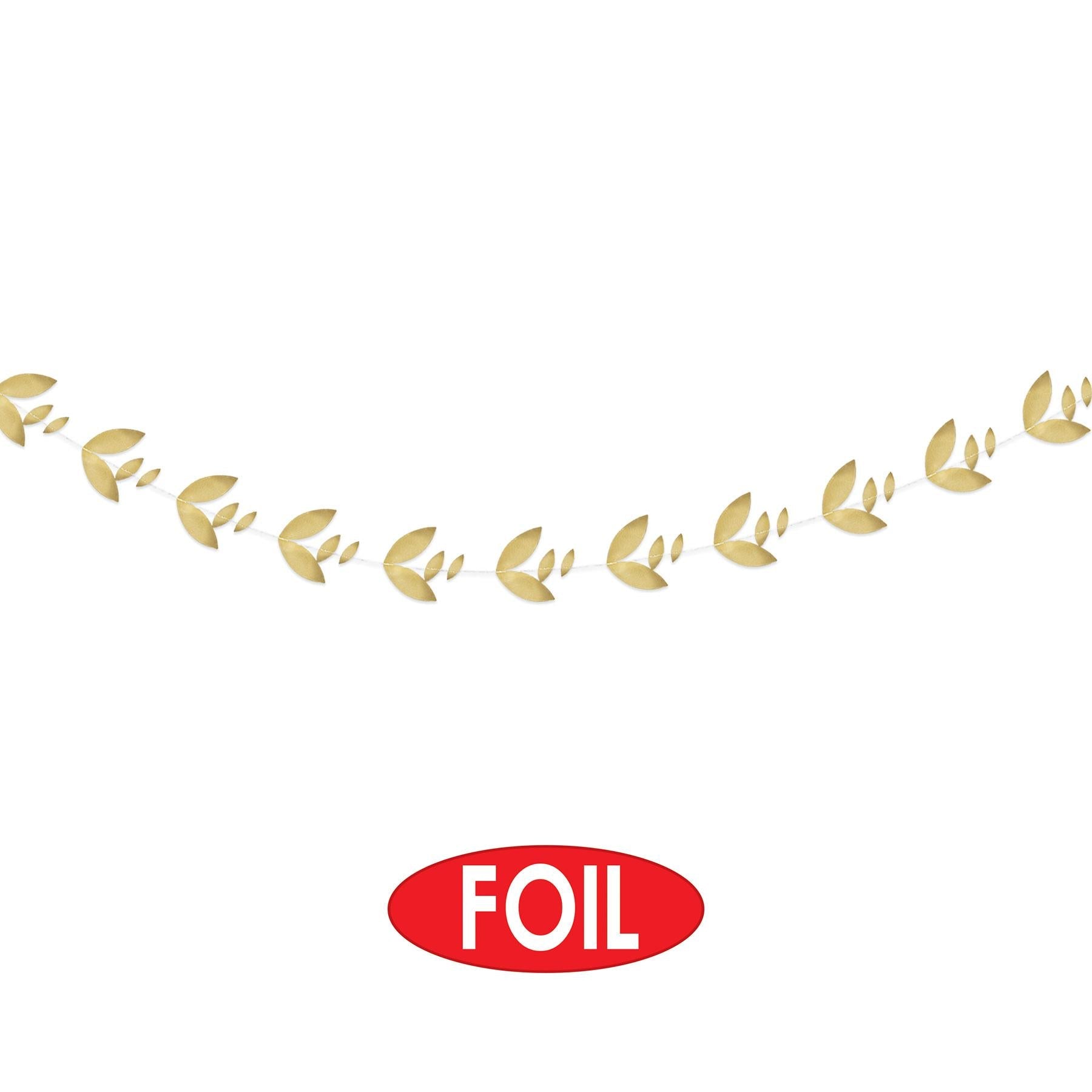 12 Pack Gold Foil Leaves Party Garland - Premium Metallic Decor for Halloween, Thanksgiving, Christmas & Wedding Celebrations - Perfect for Wall, Table & Ceiling Decorations