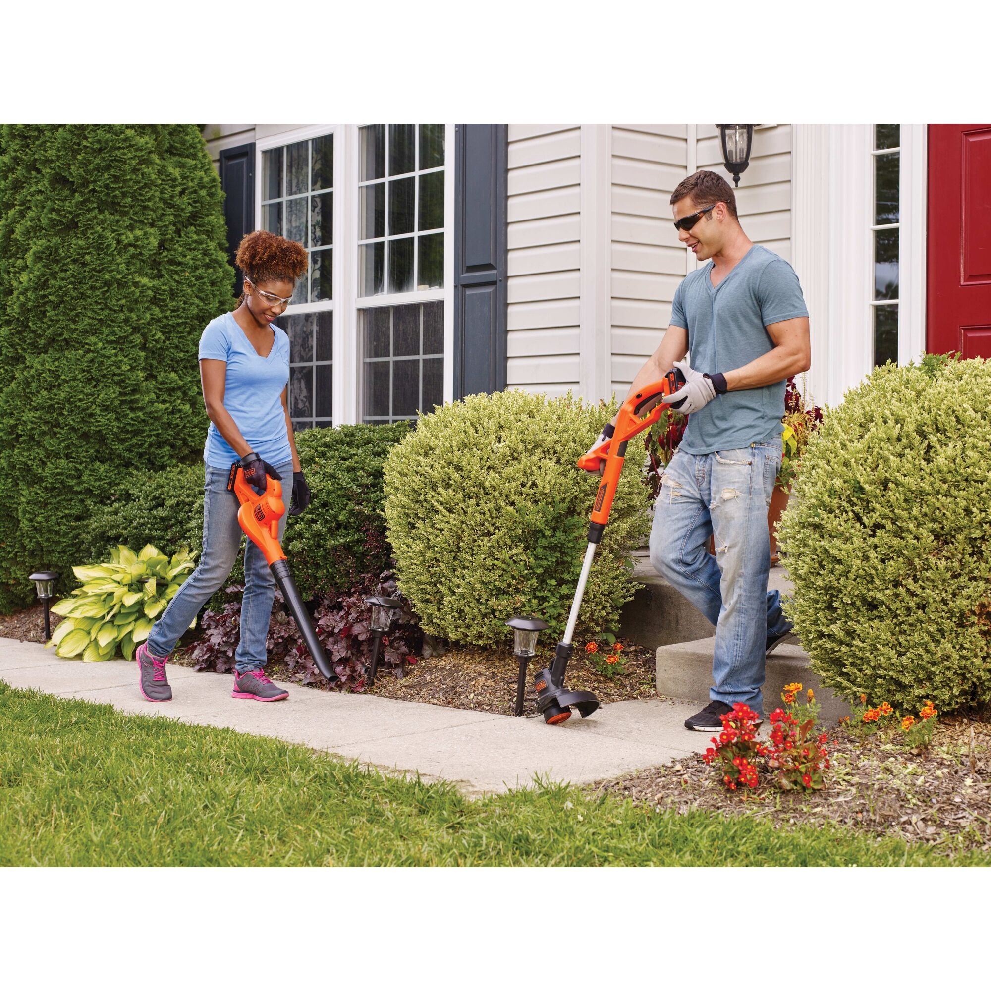 20V MAX* Lithium 10-Inch Cordless String Trimmer & Edger with Hard Surface Sweeper - 2 Battery Combo Kit for Lawn Care & Yard Maintenance