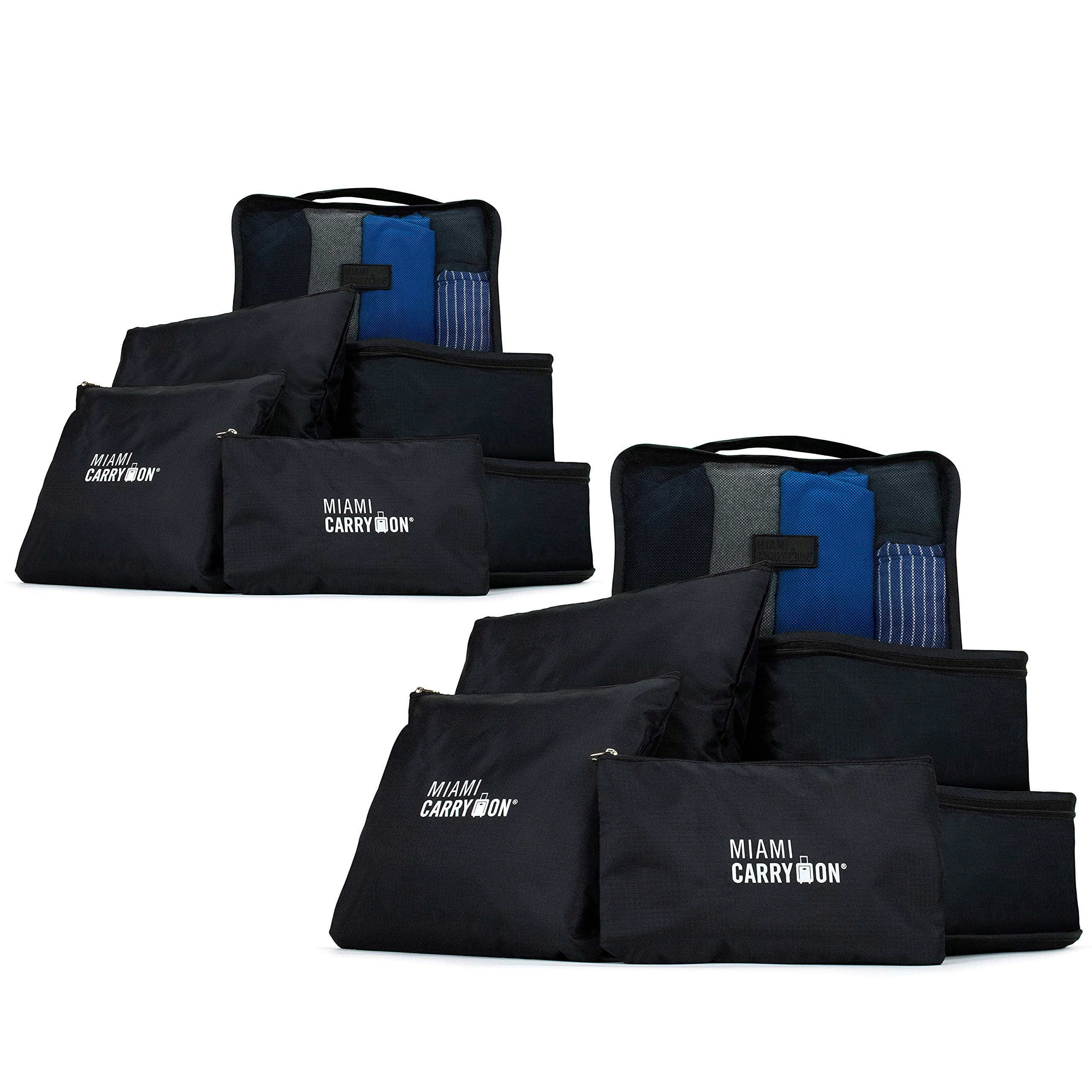 12-Piece Packing Cubes Set for Travel Luggage Organization - Black | Space-Saving Travel Accessories for Suitcases, Backpacks & Carry-Ons