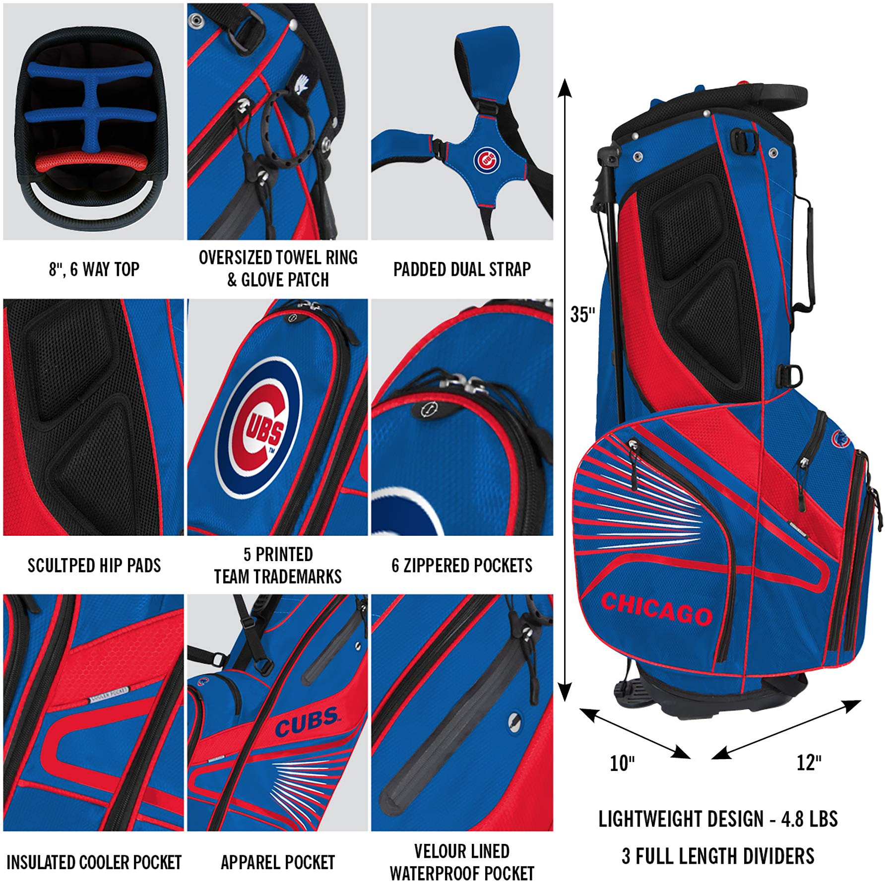 Team Effort MLB Caddie Carry Bag - Official Licensed Baseball Golf Bag for Men & Women - Perfect for Golf Courses, Sports Events & Travel