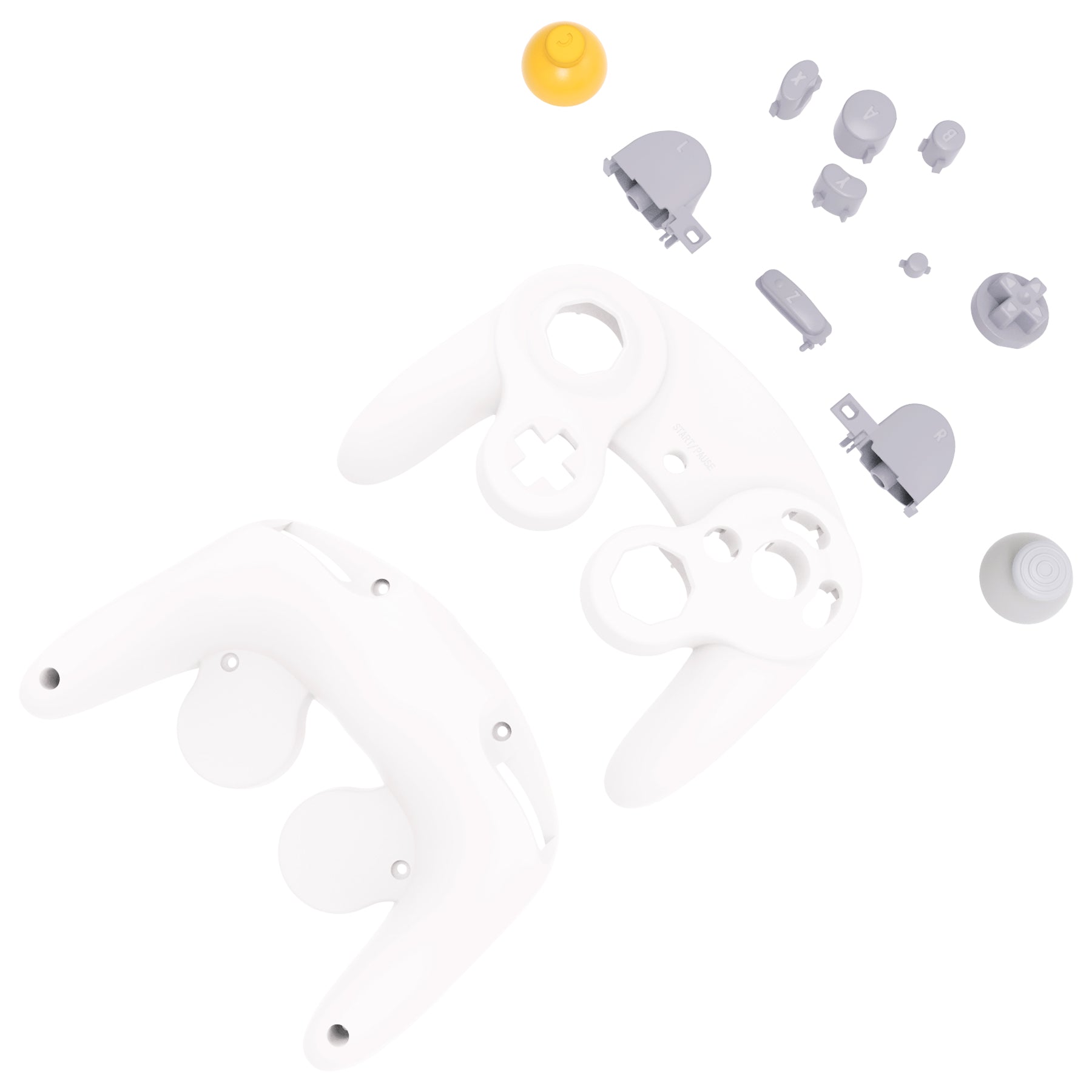 eXtremeRate White Replacement Faceplate & Backplate with Buttons for Nintendo GameCube Controller (GCNP3002) - Perfect for Controller Repair, Customization & Gaming Enthusiasts