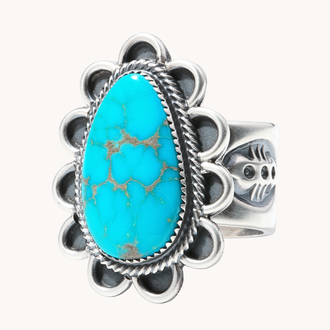 Stylish Adjustable Turquoise Ring for Men - Handmade Silver Plated Jewelry - Perfect for Gifts, Weddings & Everyday Wear