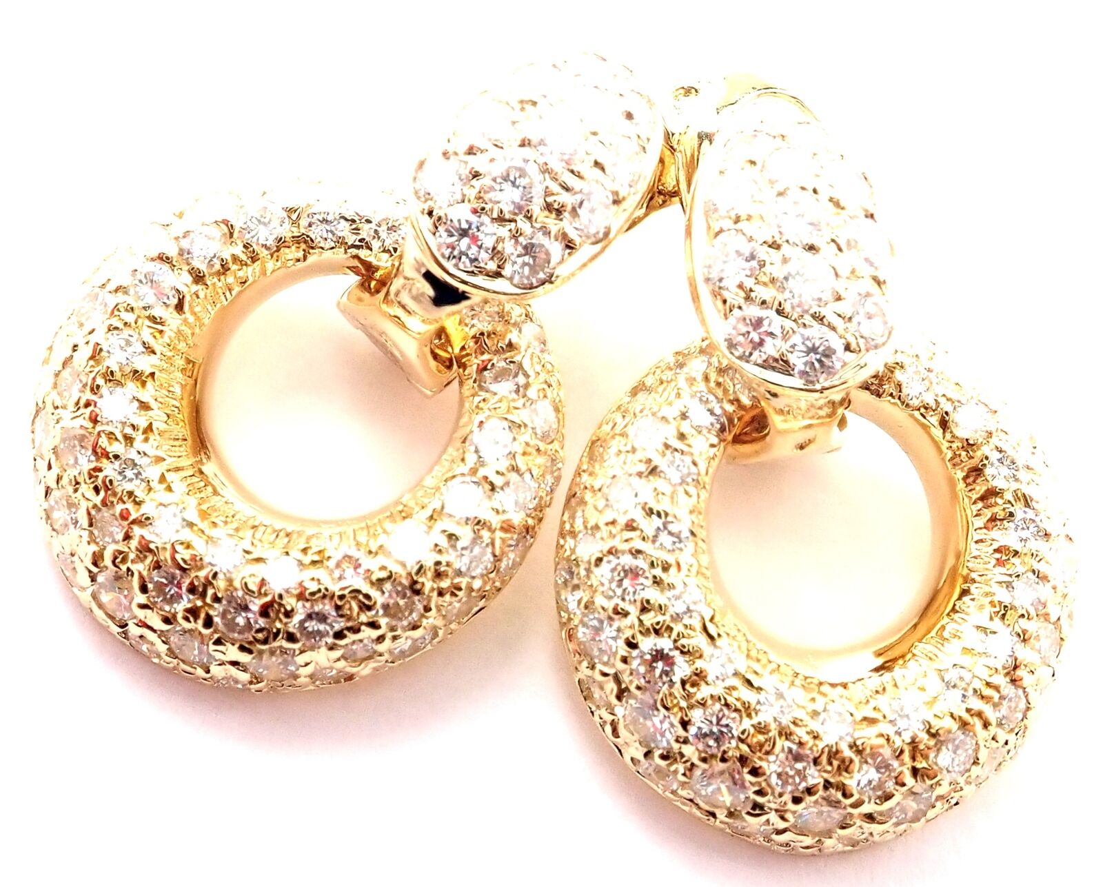 Van Cleef & Arpels 18k Yellow Gold Diamond Mother of Pearl Door Knocker Earrings - Luxury Jewelry for Women, Perfect for Weddings & Special Occasions