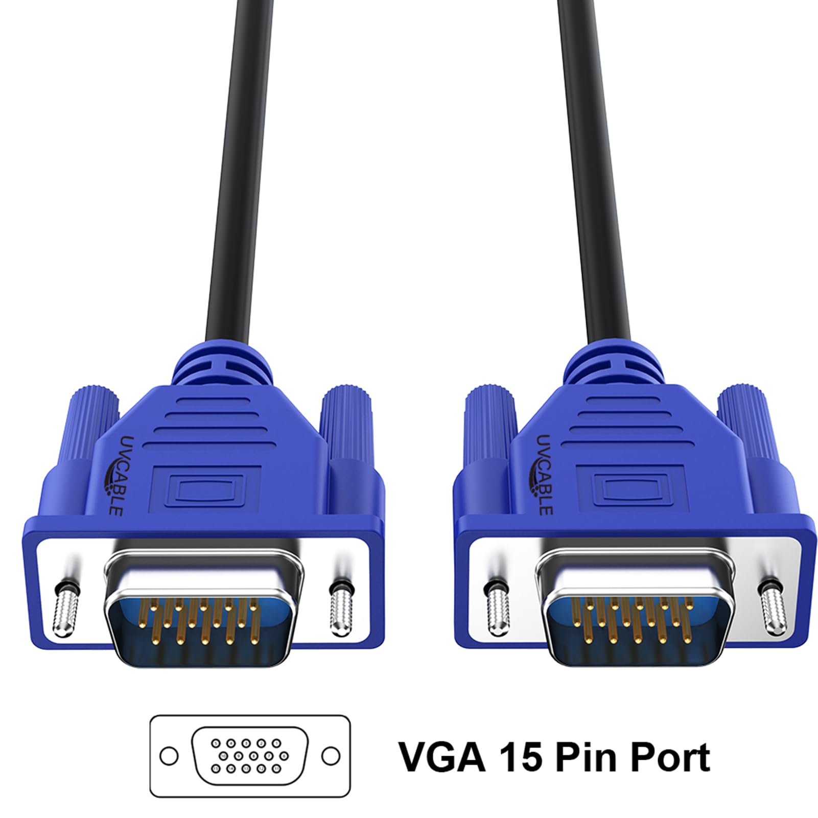 High-Speed VGA Cable 5ft Male to Male - 1080P@60Hz Full HD Monitor Cord for Computer, TV, Projector & Docking Station - Ideal for Home Office, Gaming & Presentations