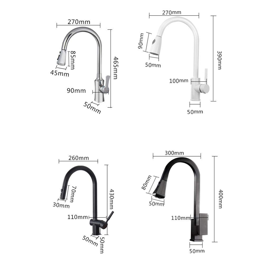 Premium All Copper Single Handle Pull Down Kitchen Faucet with 2 Spray Modes - White | Hot & Cold Water Rotary Sink Faucet for Modern Kitchens & Home Renovations