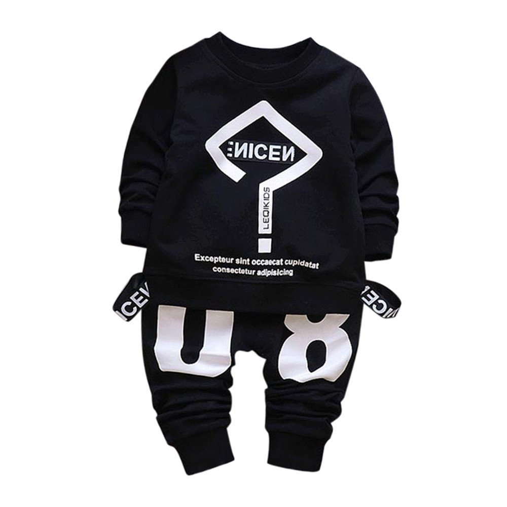 Kids Printed T-Shirt & Pants Outfit Set - Cute Letter Graphic Toddler Clothes for Boys & Girls | Perfect for Playdates, School & Casual Wear