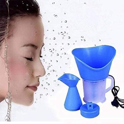 McMus 3-in-1 Steam Vaporizer for Cough & Nasal Congestion Relief - Electric Nose Steamer, Inhaler & Facial Vaporizer Machine (Blue) - Perfect for Cold, Flu & Allergy Relief at Home or Travel